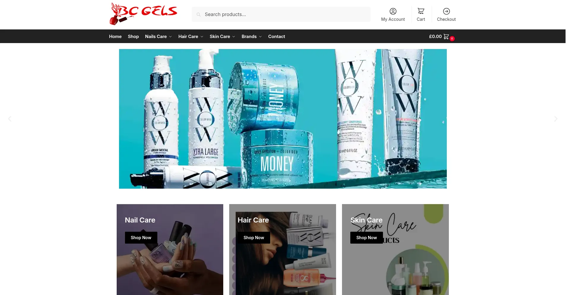 Website screenshot of Bcgel.co.uk