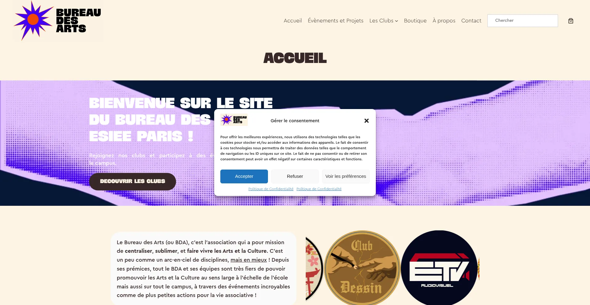 Website screenshot of Bda-esiee.fr