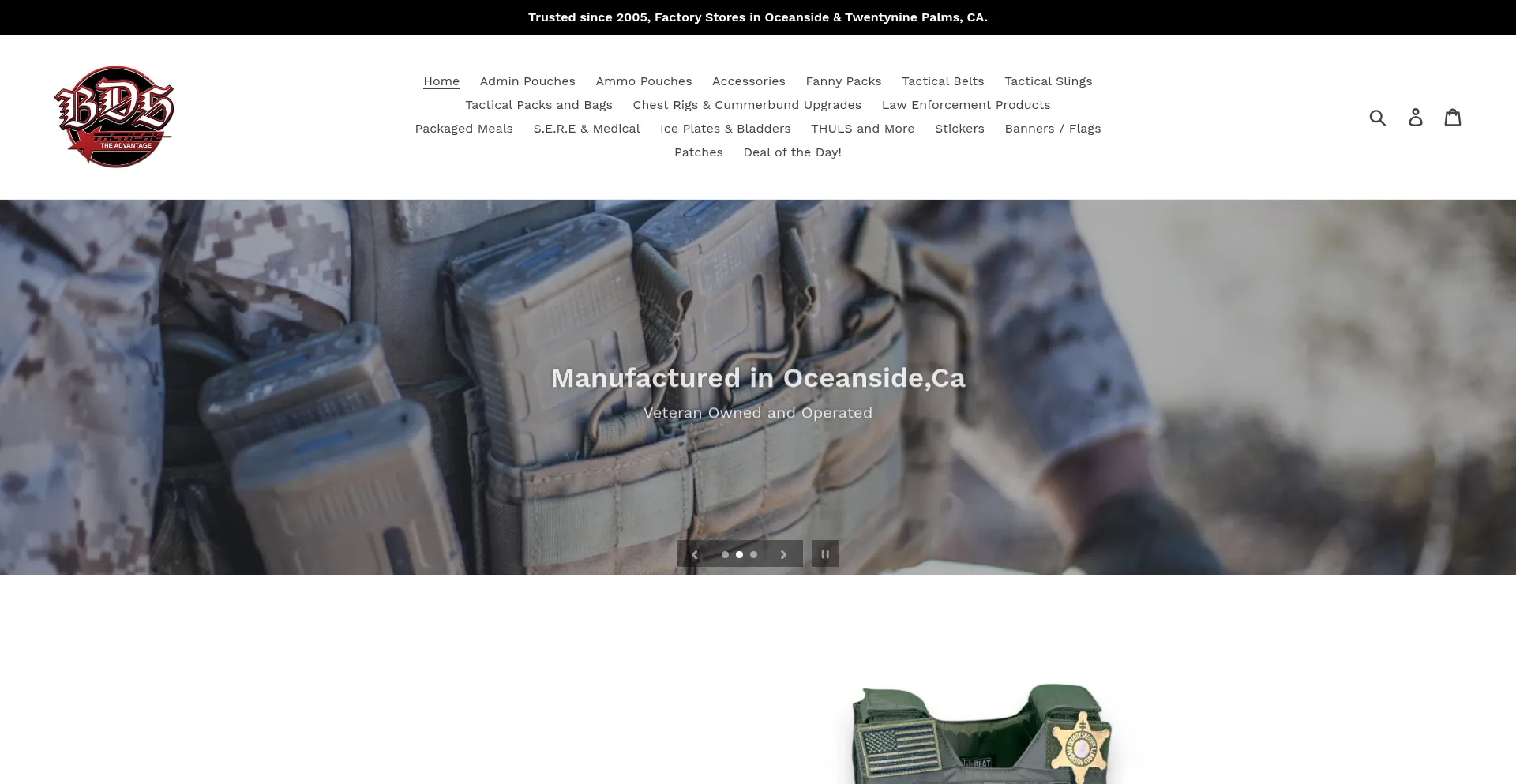 Website screenshot of Bdstacticalgear.com