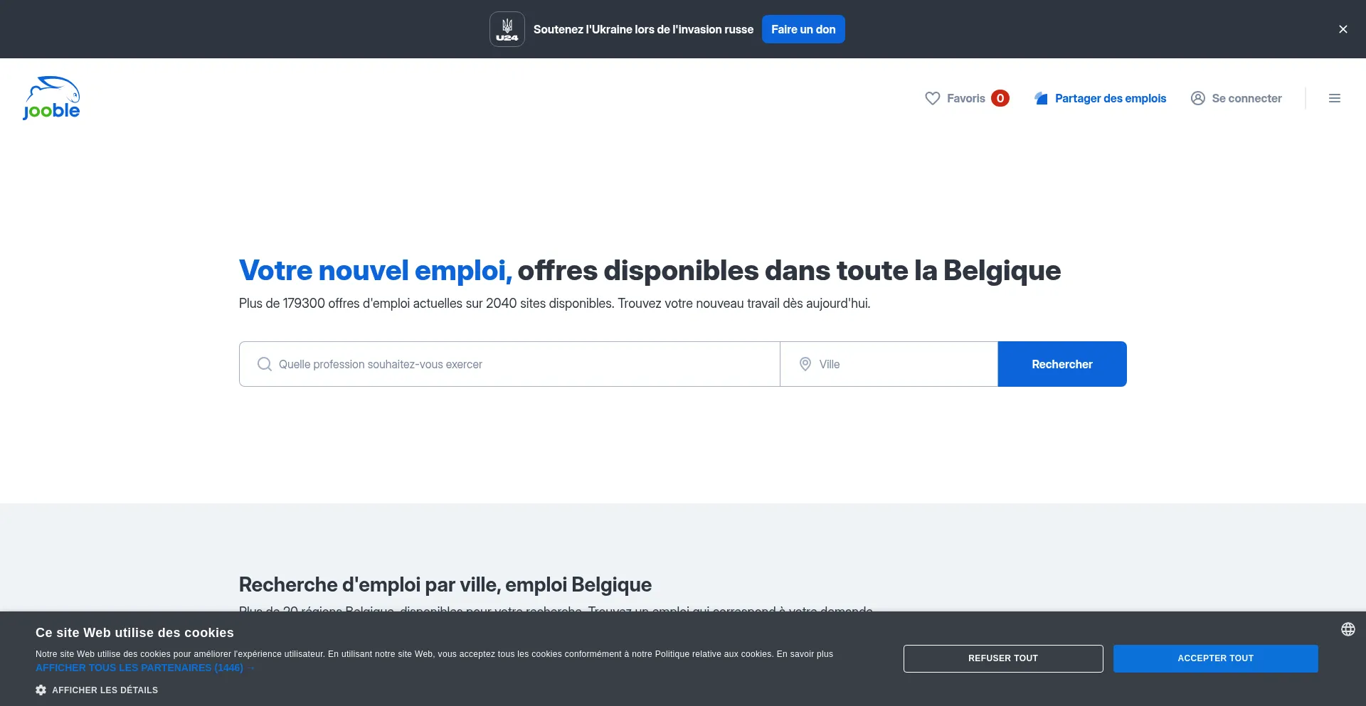 Website screenshot of Be.jooble.org