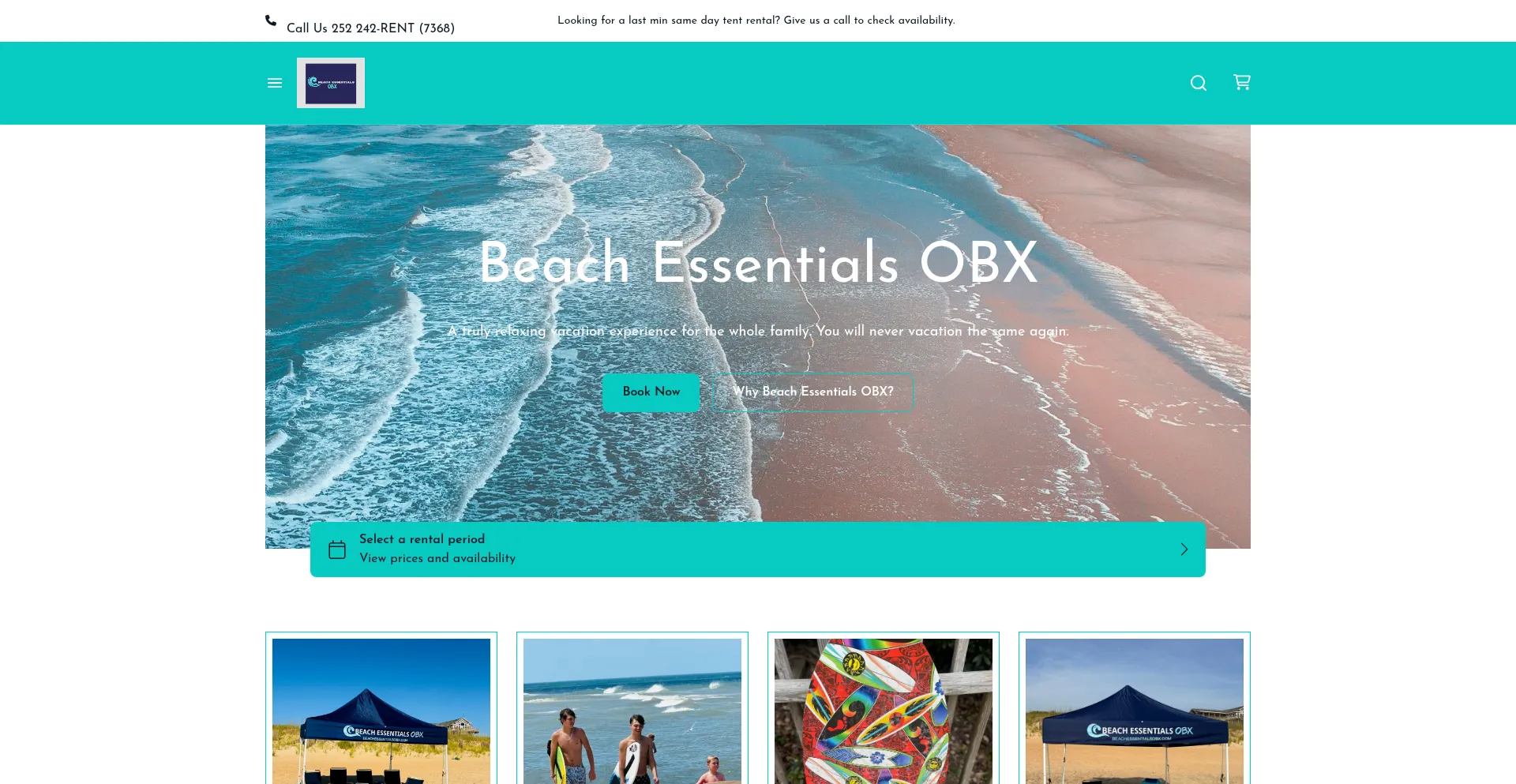 Website screenshot of Beachessentialsobx.com