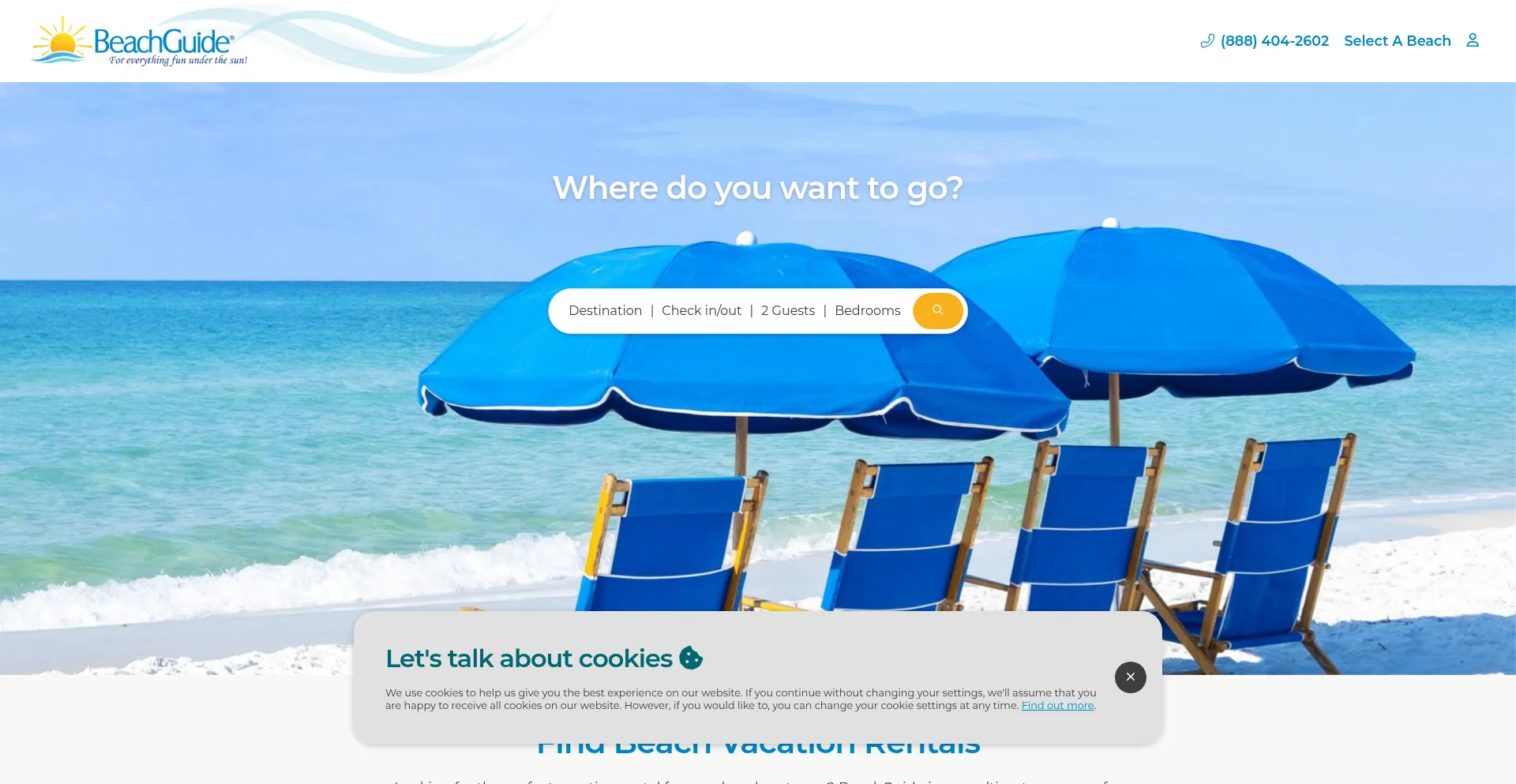 Website screenshot of Beachguide.com