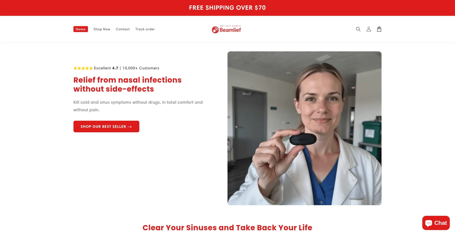 Website screenshot of Beamlief.com
