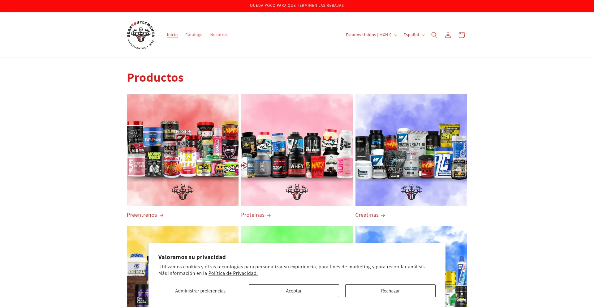 Website screenshot of Beastsuplementos.com
