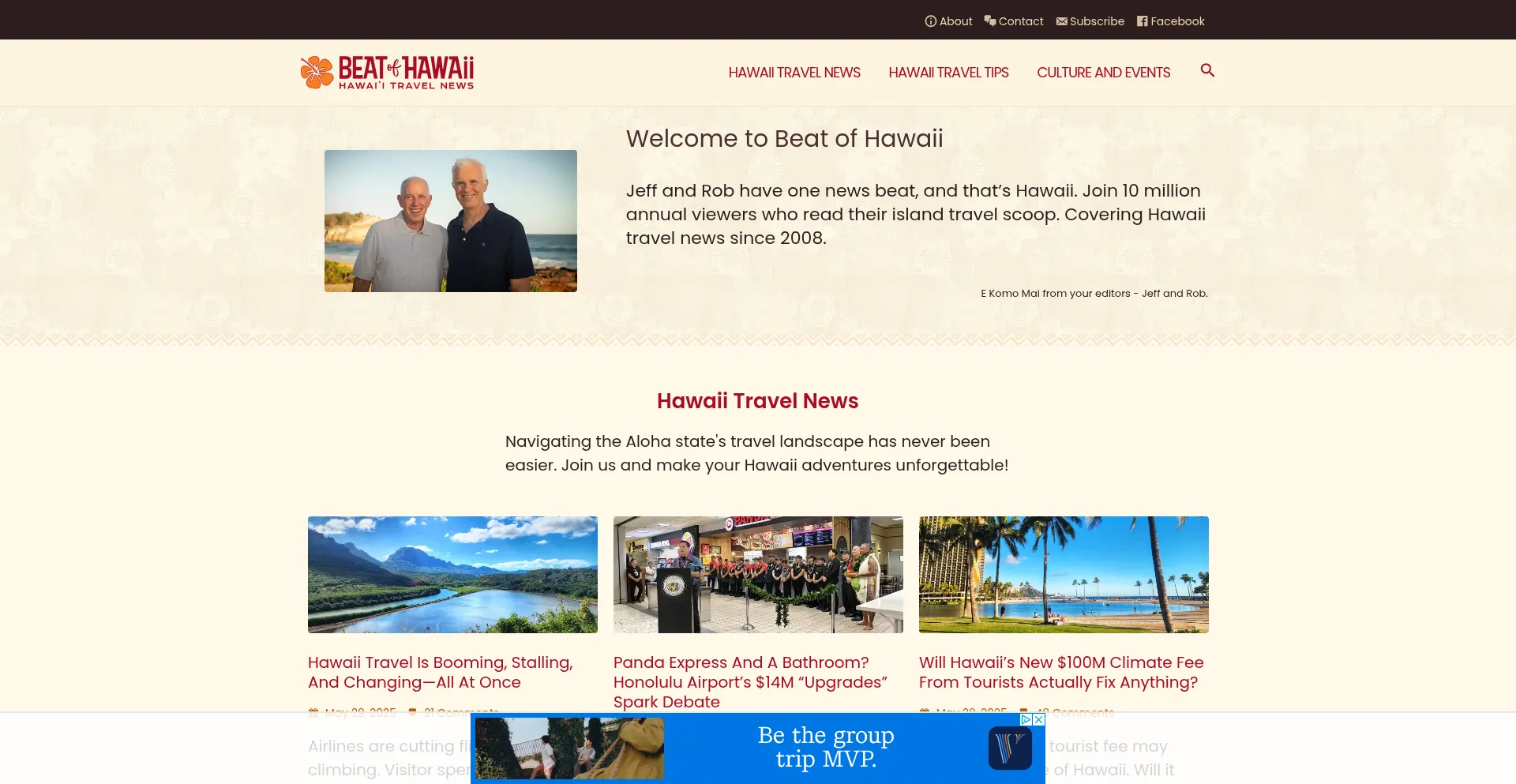 Website screenshot of Beatofhawaii.com