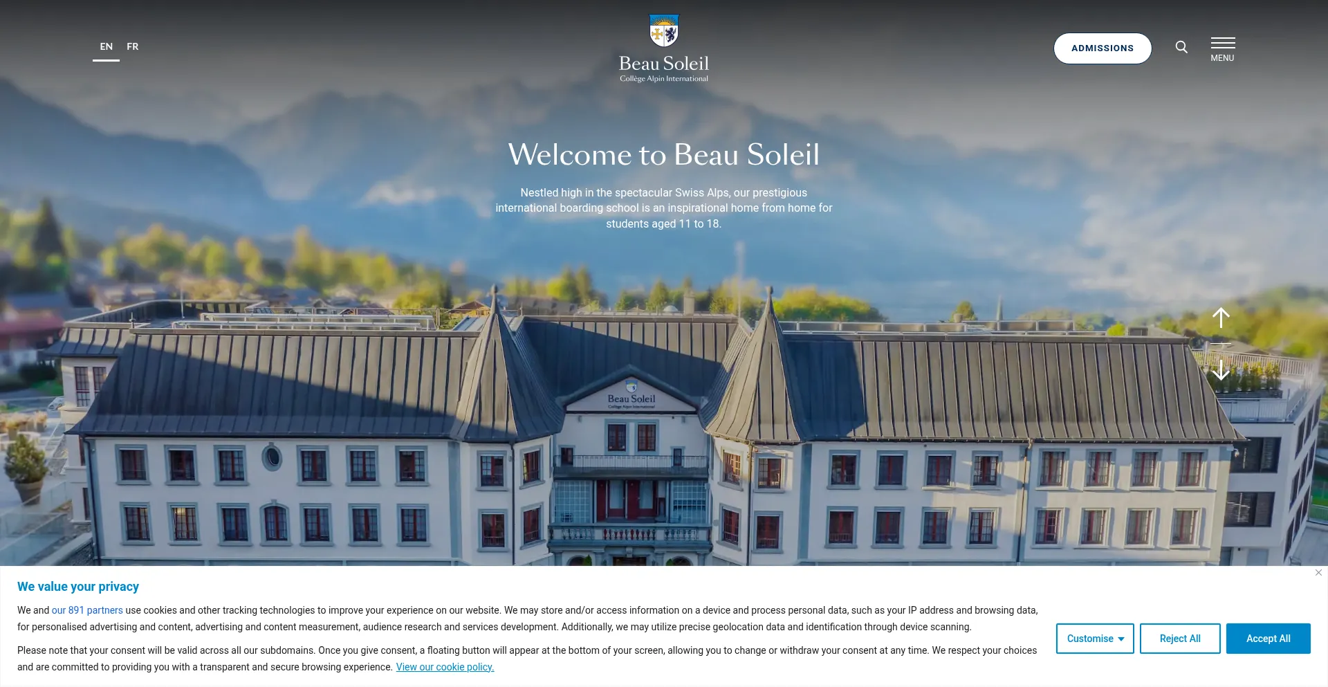 Website screenshot of Beausoleil.ch