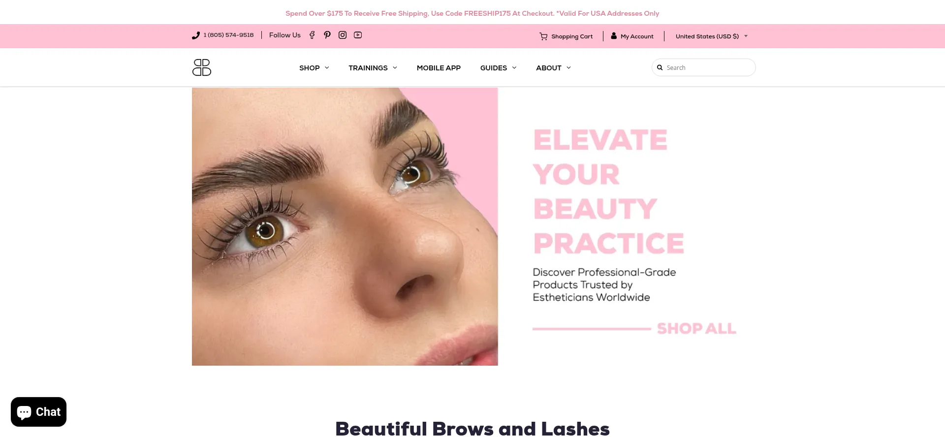 Website screenshot of Beautifulbrowsandlashes.us