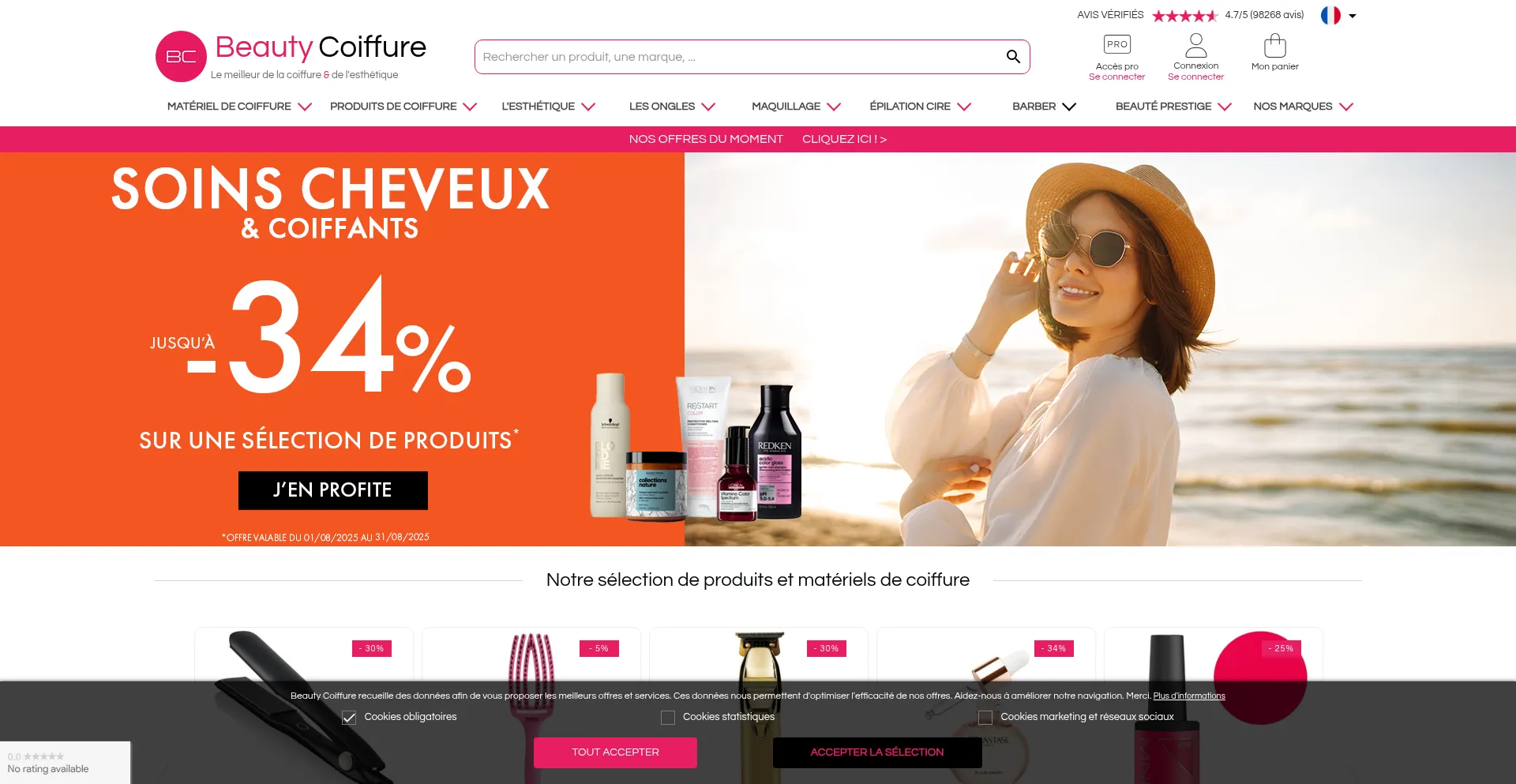 Website screenshot of Beautycoiffure.com