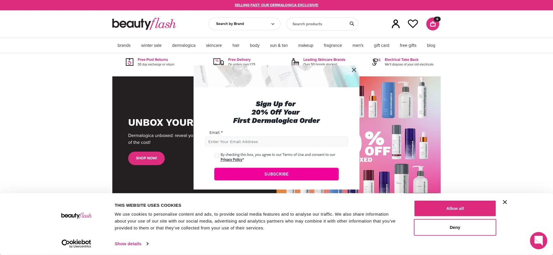 Website screenshot of Beautyflash.co.uk
