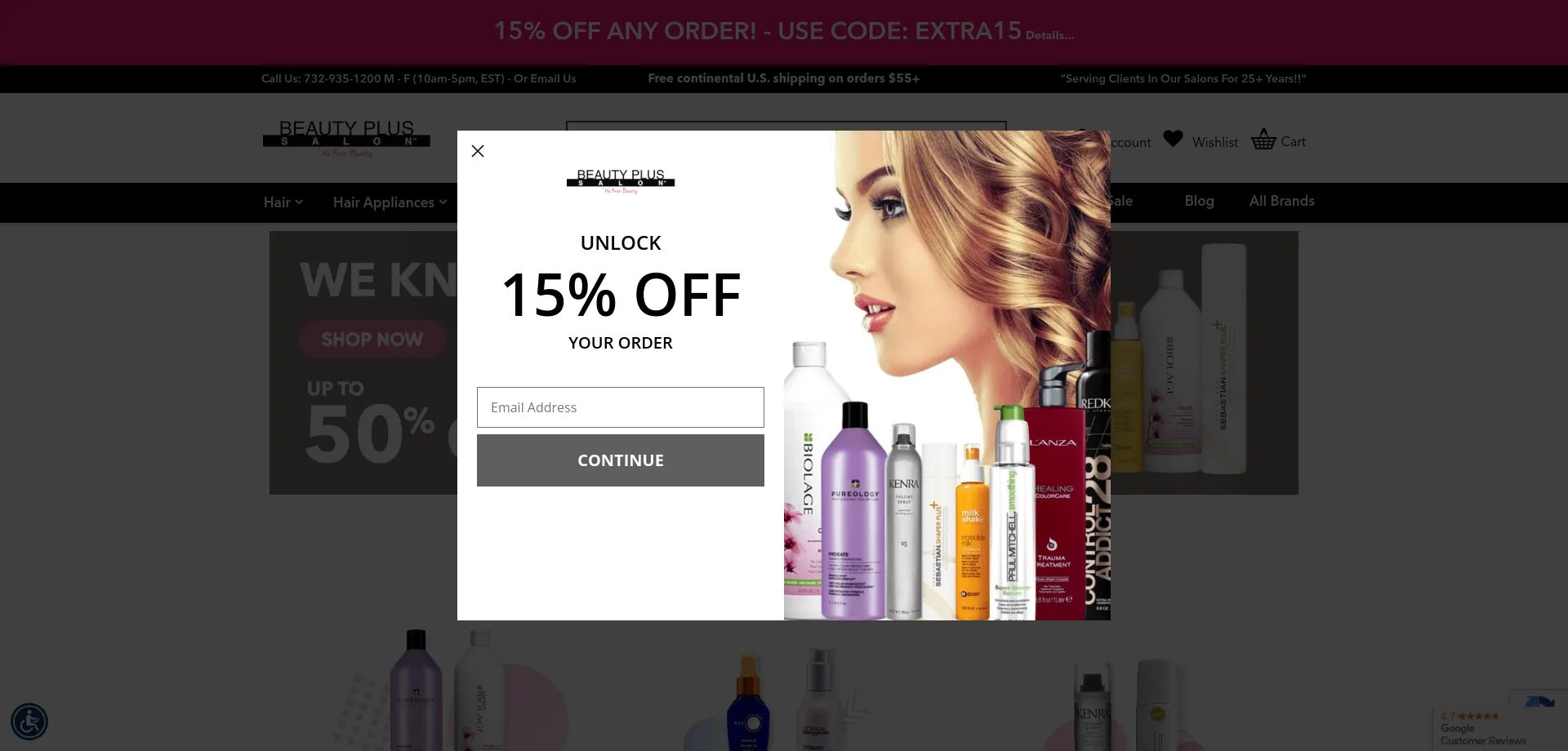 Website screenshot of Beautyplussalon.com