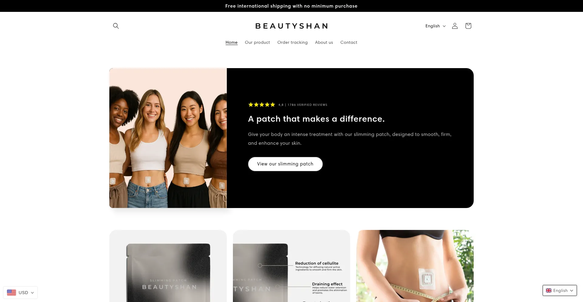 Website screenshot of Beautyshan.com