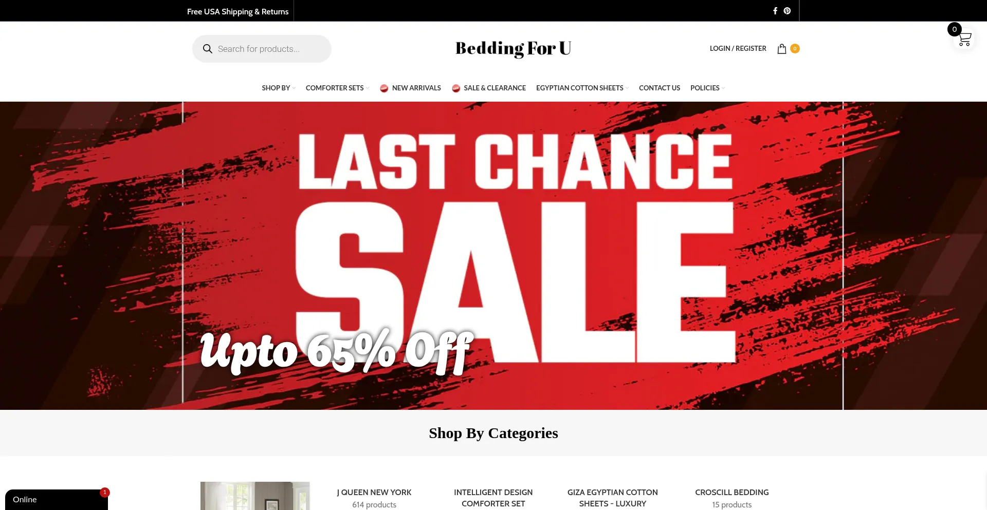 Website screenshot of Beddingforu.com