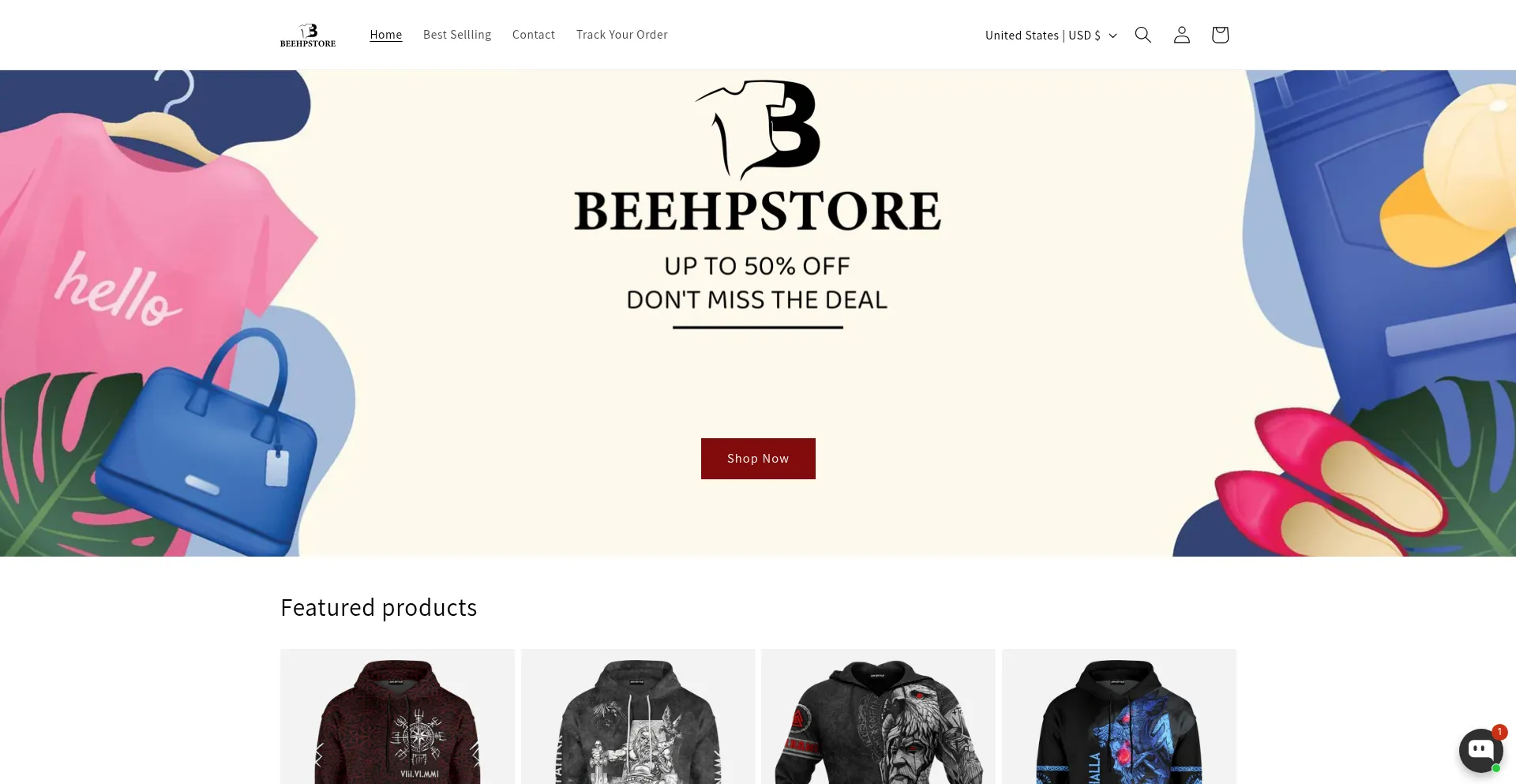 Website screenshot of Beehpstore.com