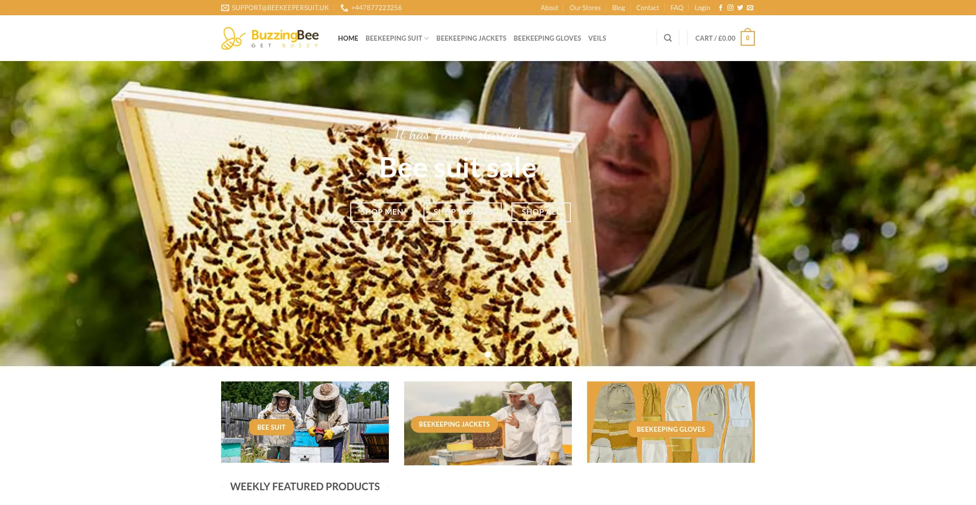 Website screenshot of Beekeepersuit.uk