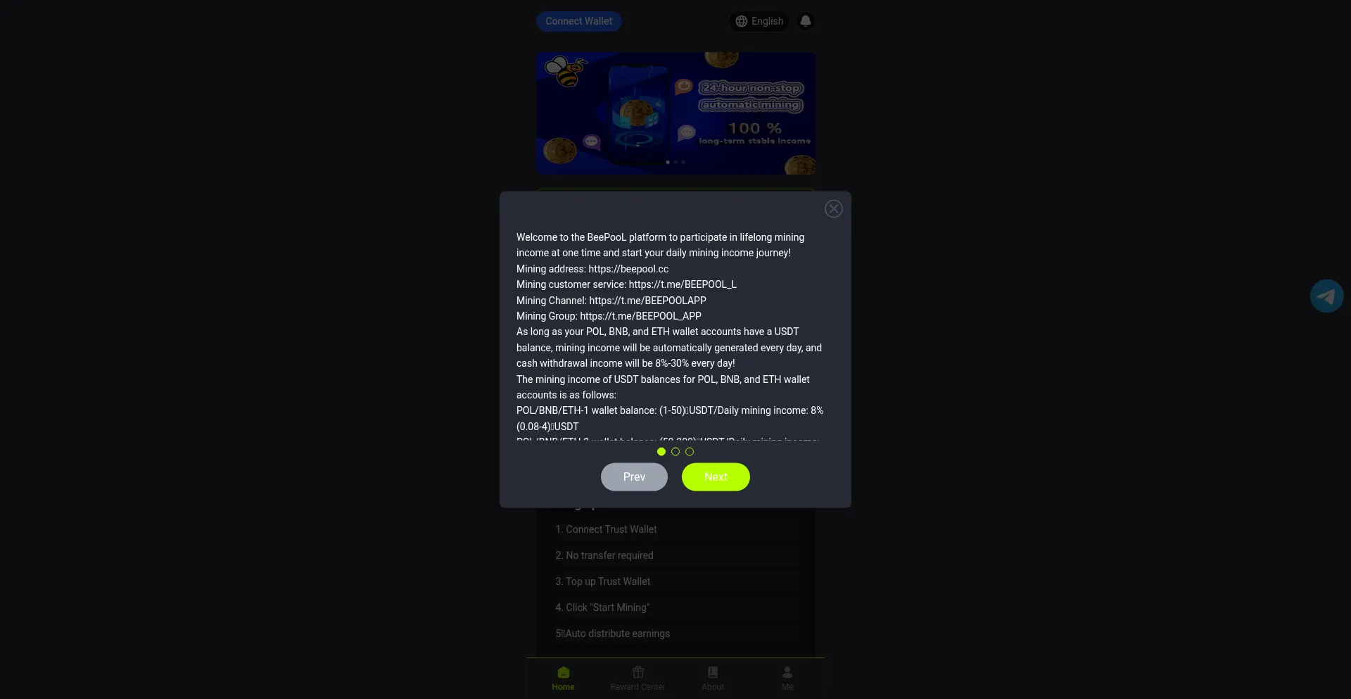 Website screenshot of Beepool.cc