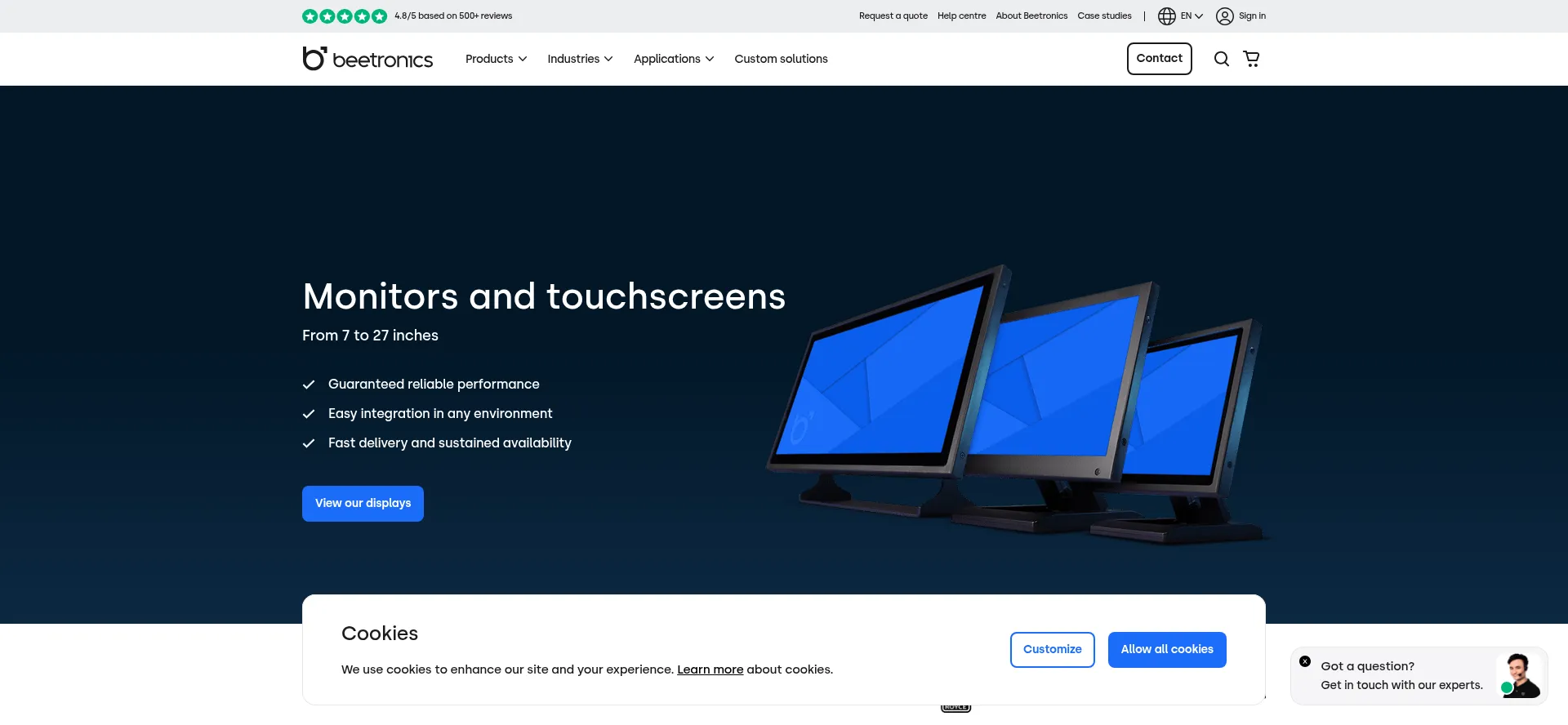Website screenshot of Beetronics.ie