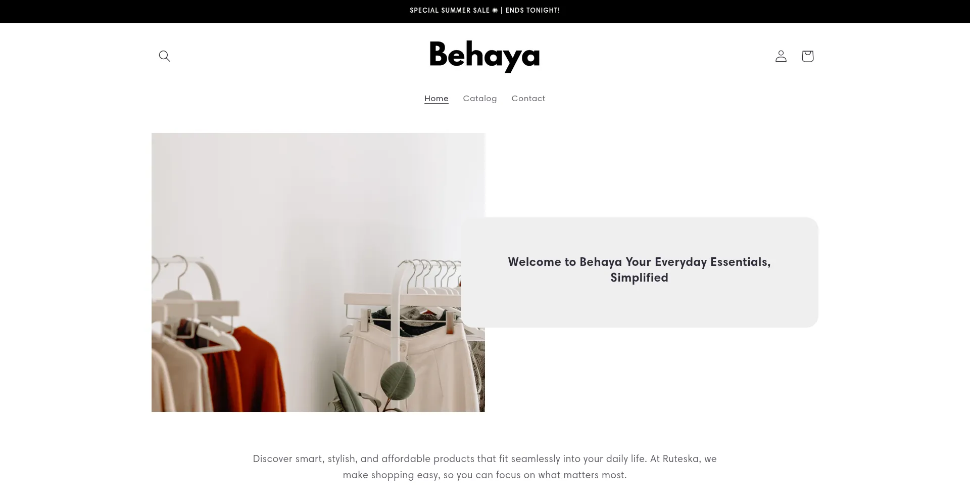 Website screenshot of Behaya.shop