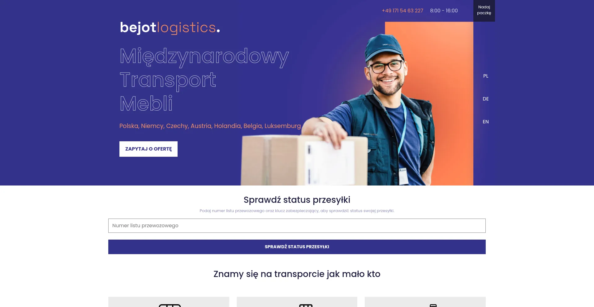 Website screenshot of Bejotlogistics.com