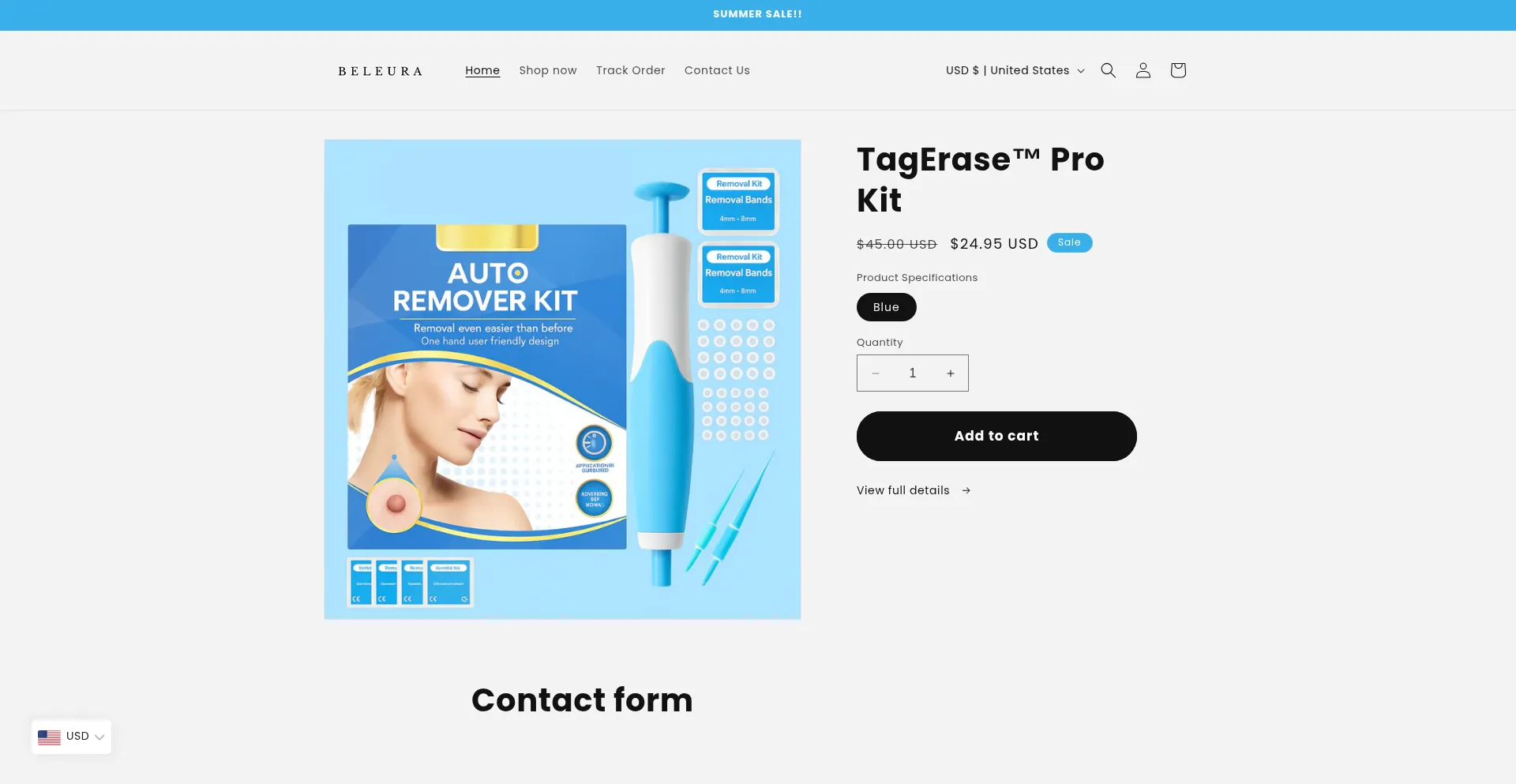 Website screenshot of Beleura.shop
