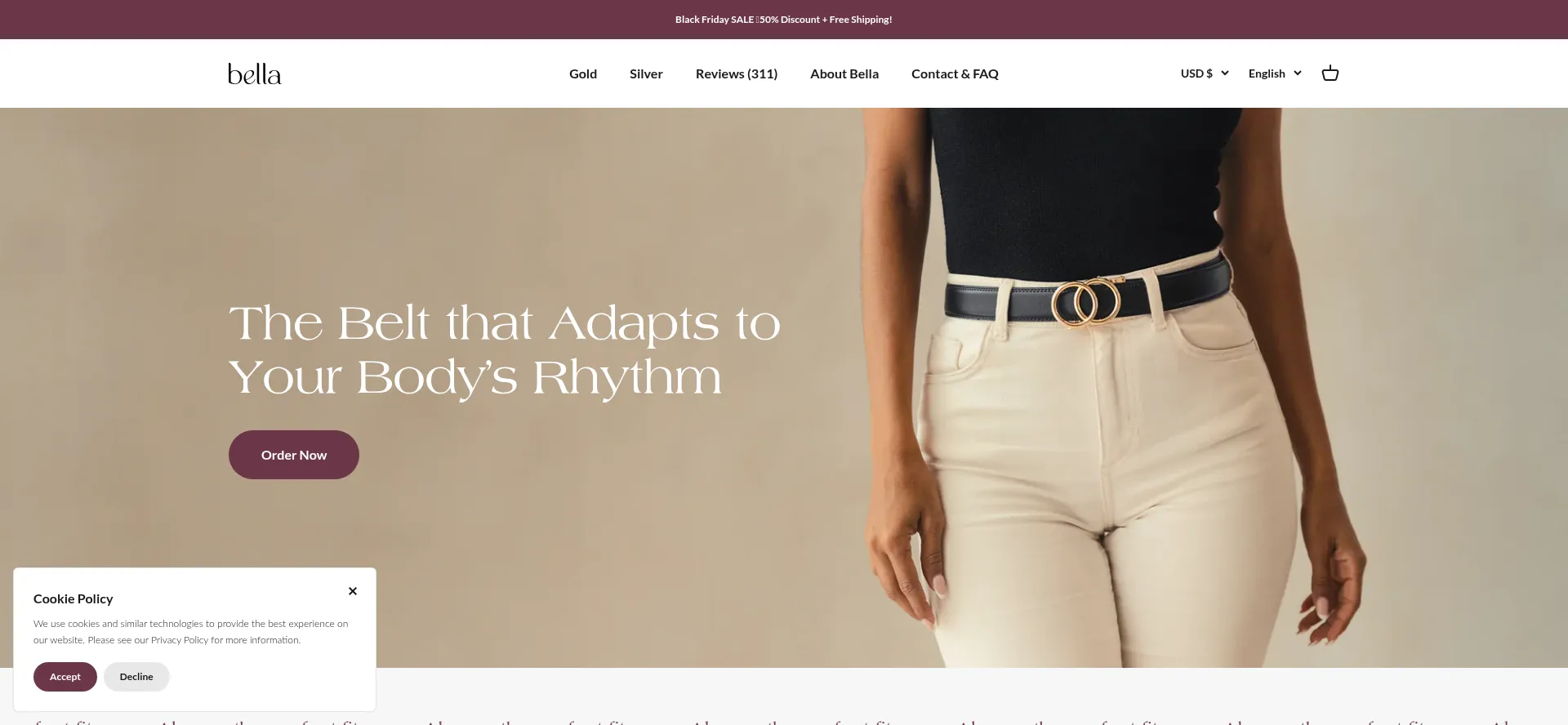 Website screenshot of Bellabelts.se
