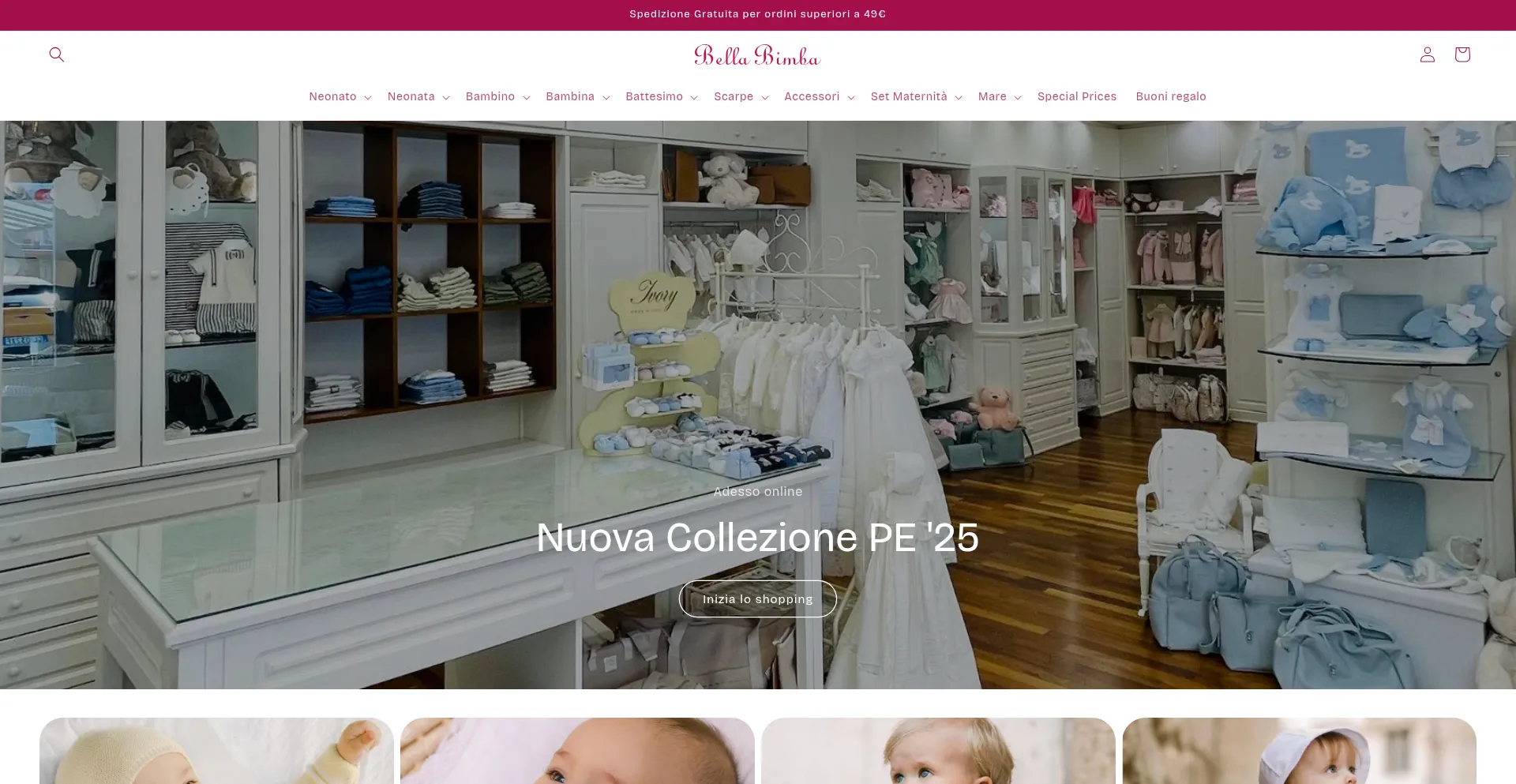 Website screenshot of Bellabimbashop.com