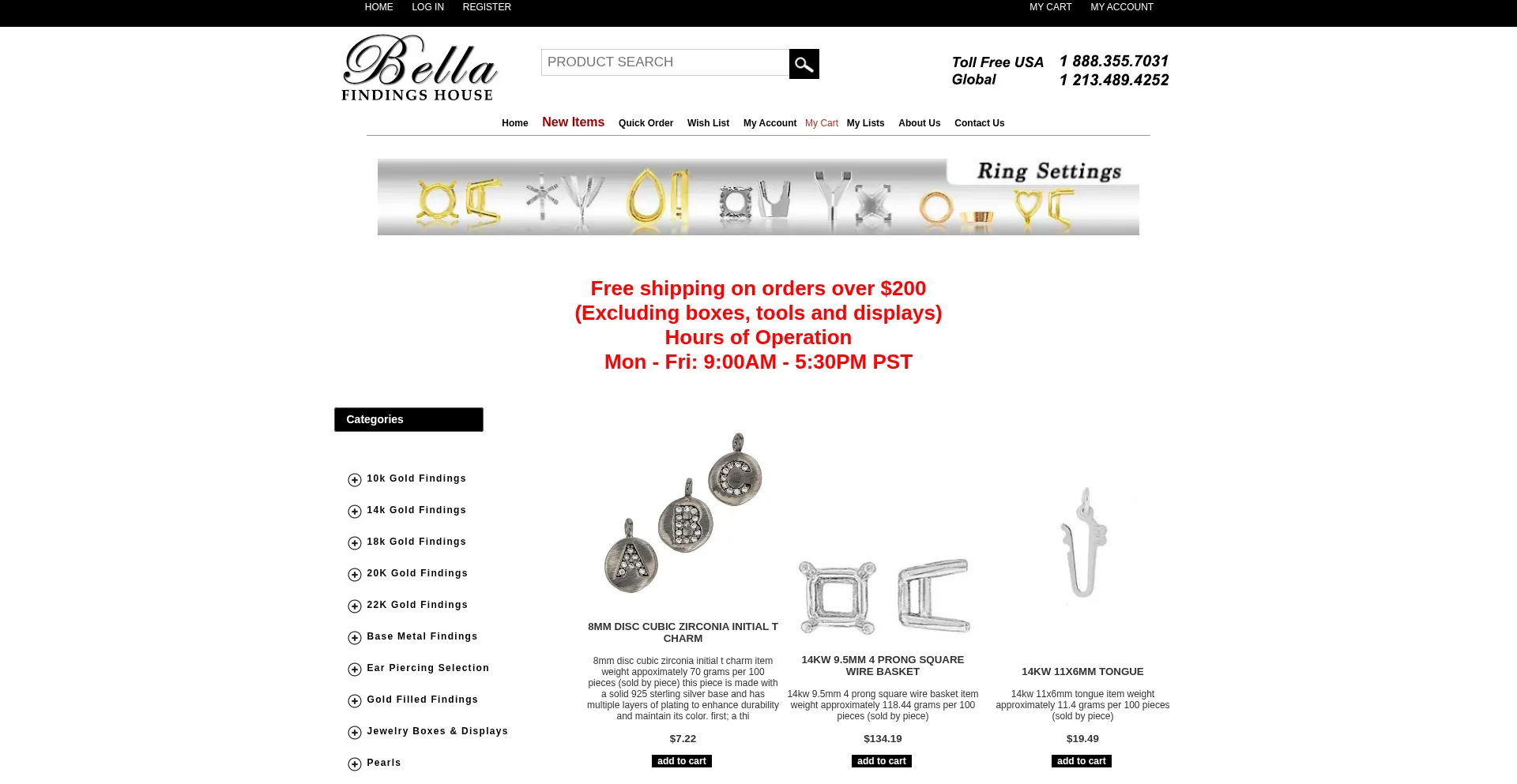 Website screenshot of Bellafindings.com