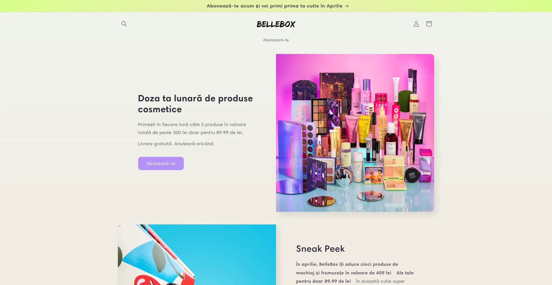 Website screenshot of Bellebox.ro