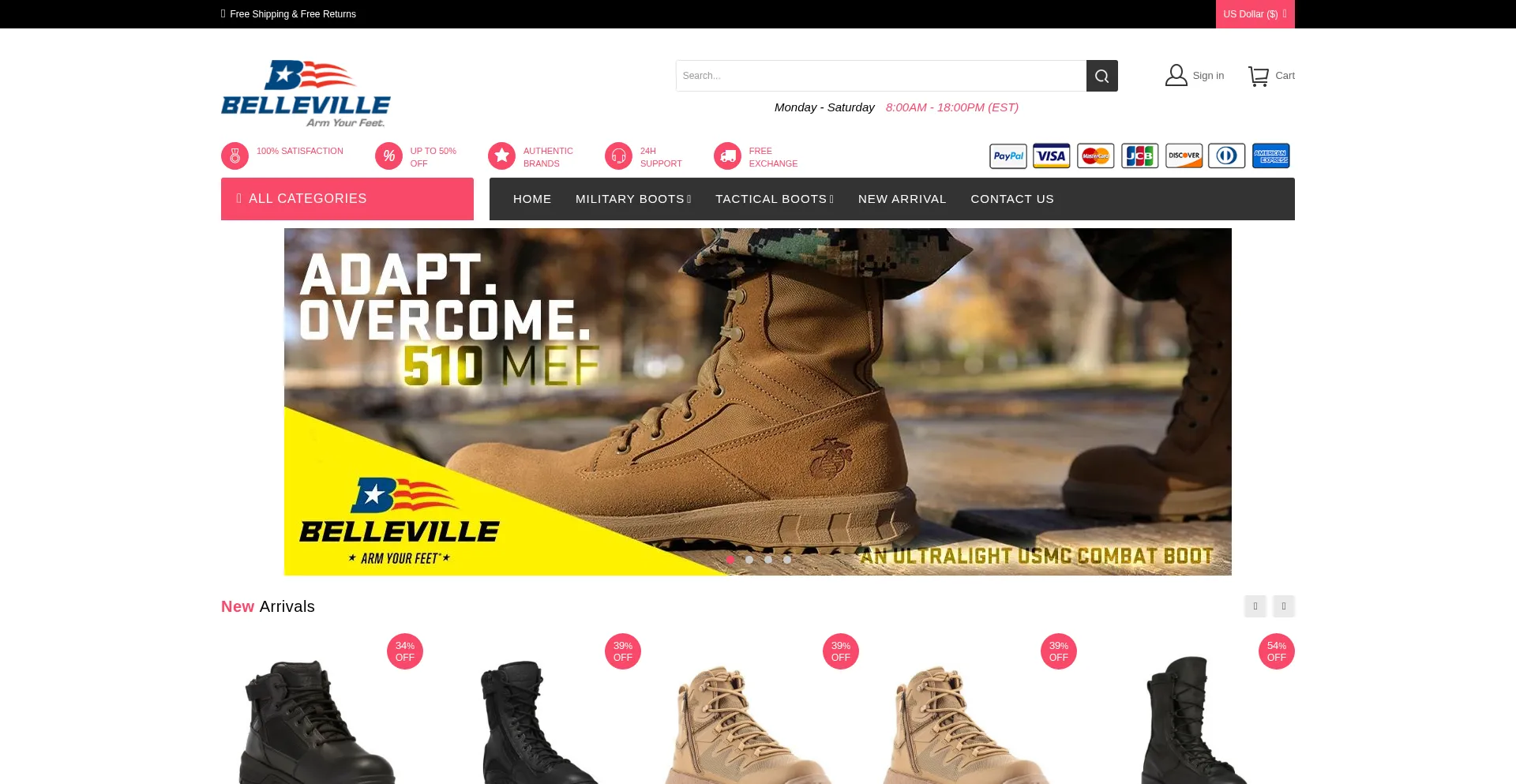 Website screenshot of Belleville--boots.com