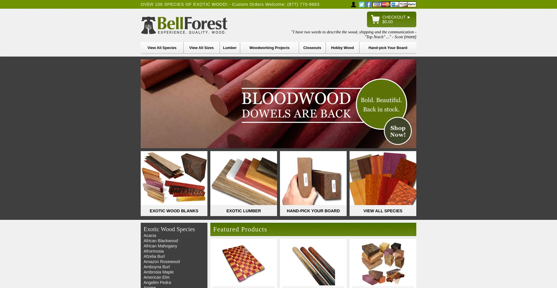 Website screenshot of Bellforestproducts.com
