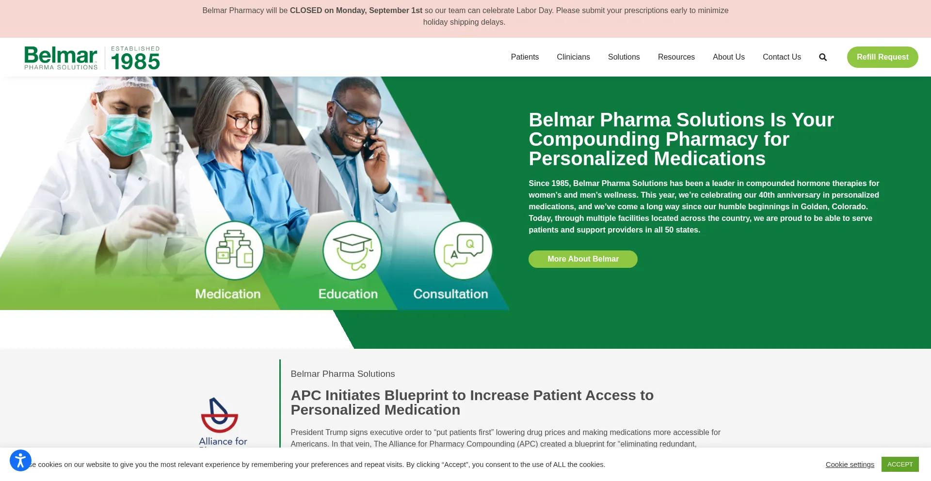 Website screenshot of Belmarpharma.com