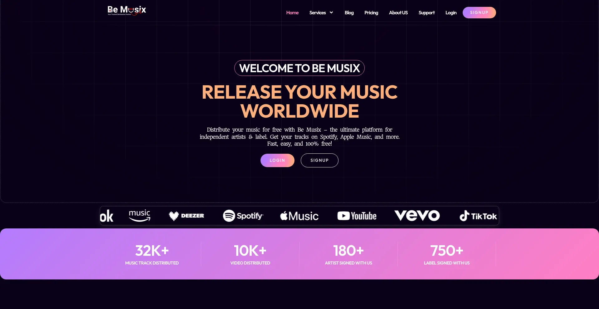 Website screenshot of Bemusix.org