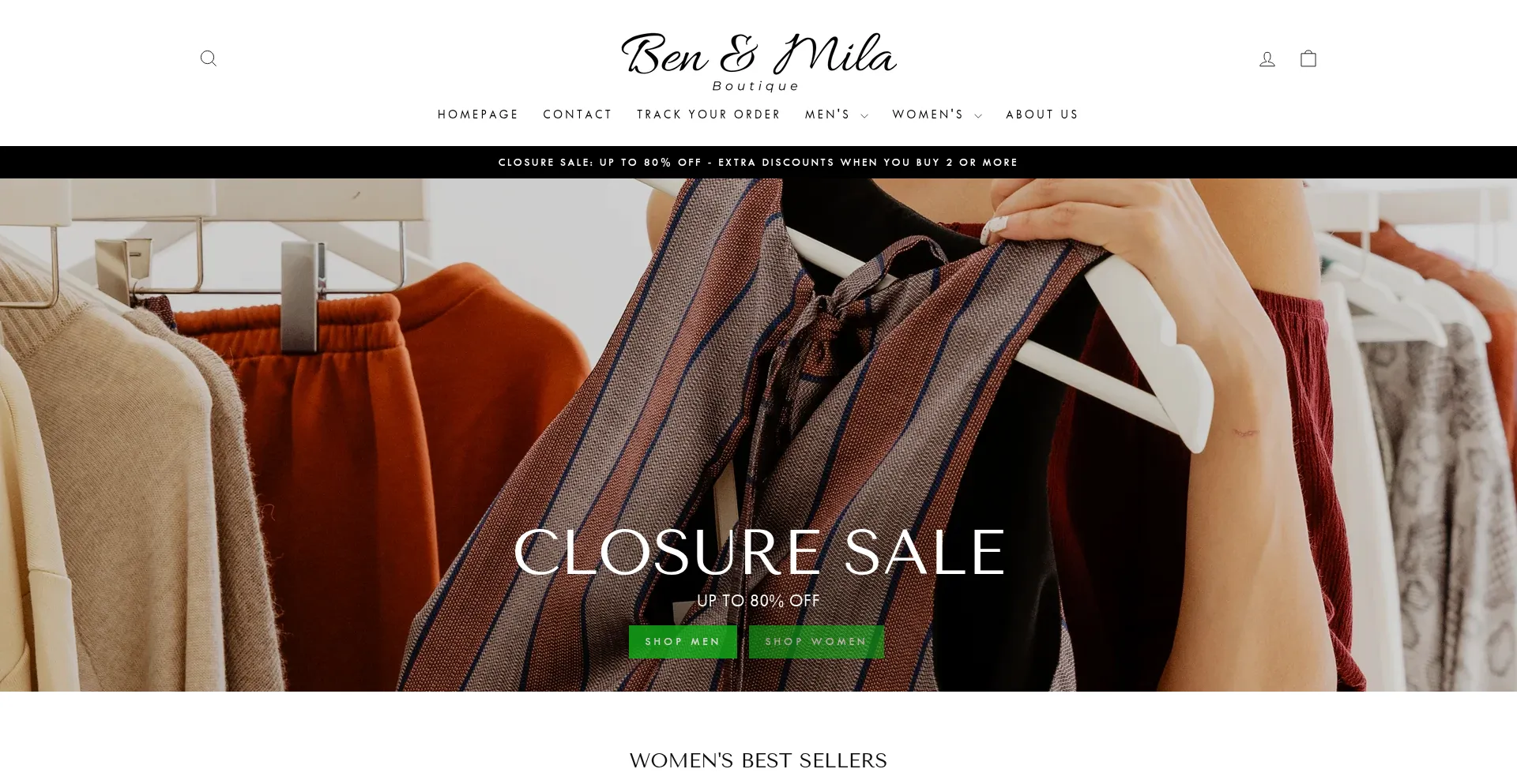 Website screenshot of Benmila.com