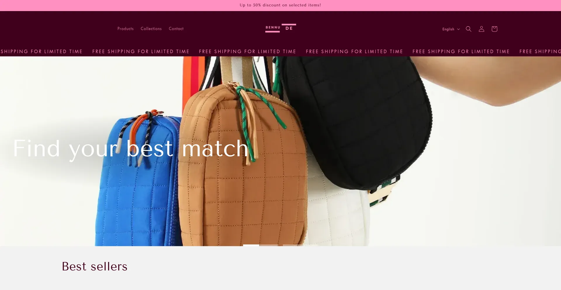 Website screenshot of Bennu.shop