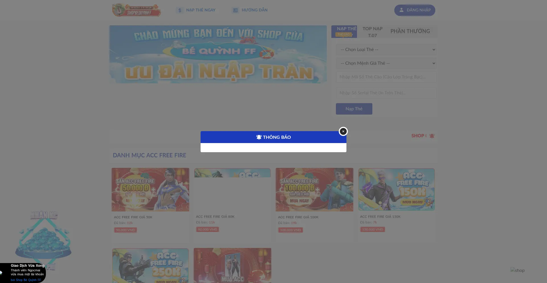 Website screenshot of Bequynhshop.com