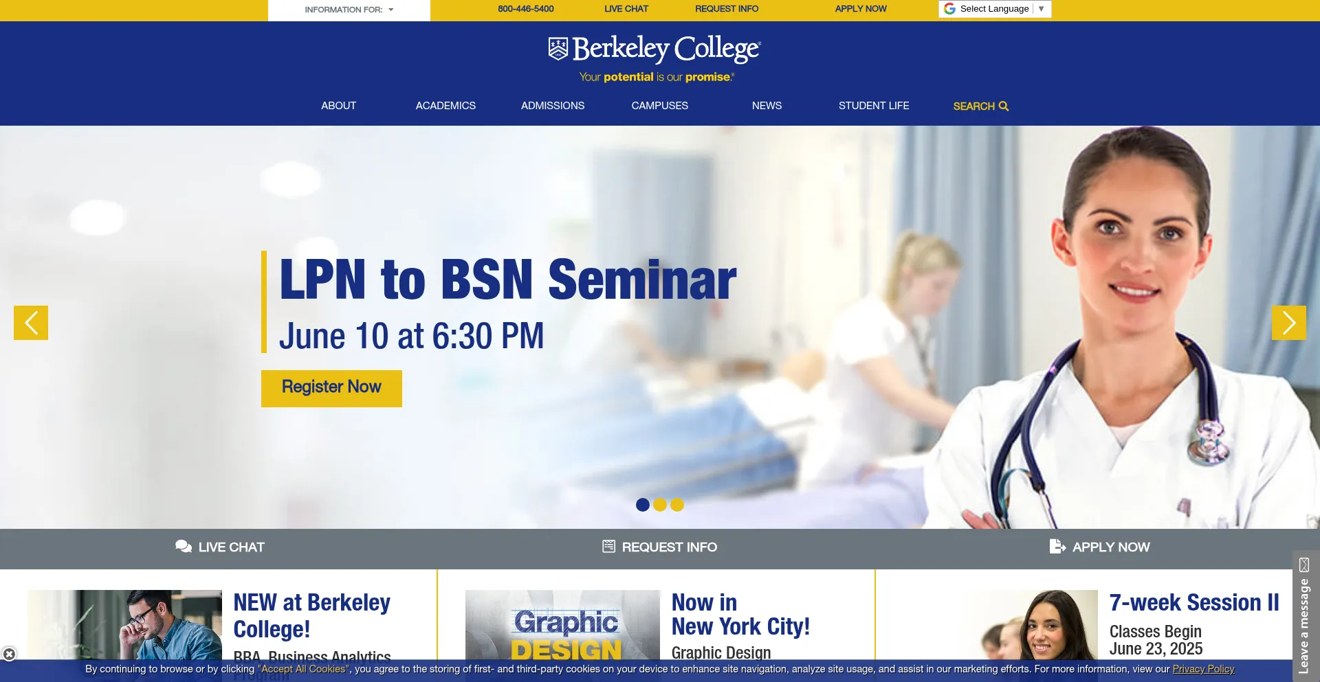 Website screenshot of Berkeleycollege.edu