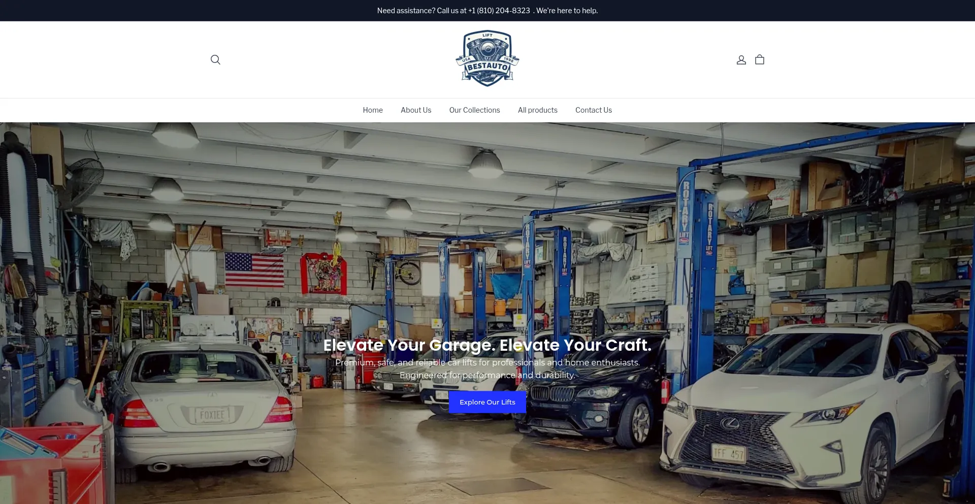 Website screenshot of Bestautolift.us