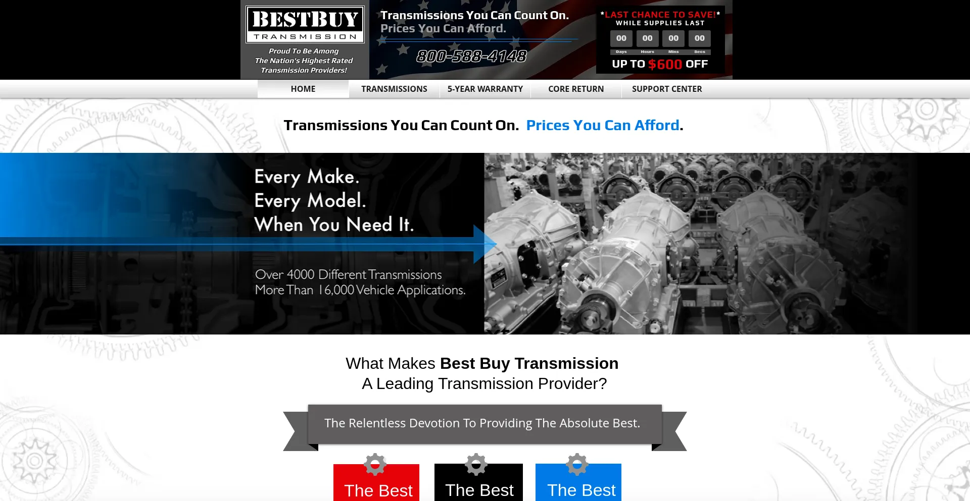 Website screenshot of Bestbuytransmission.com