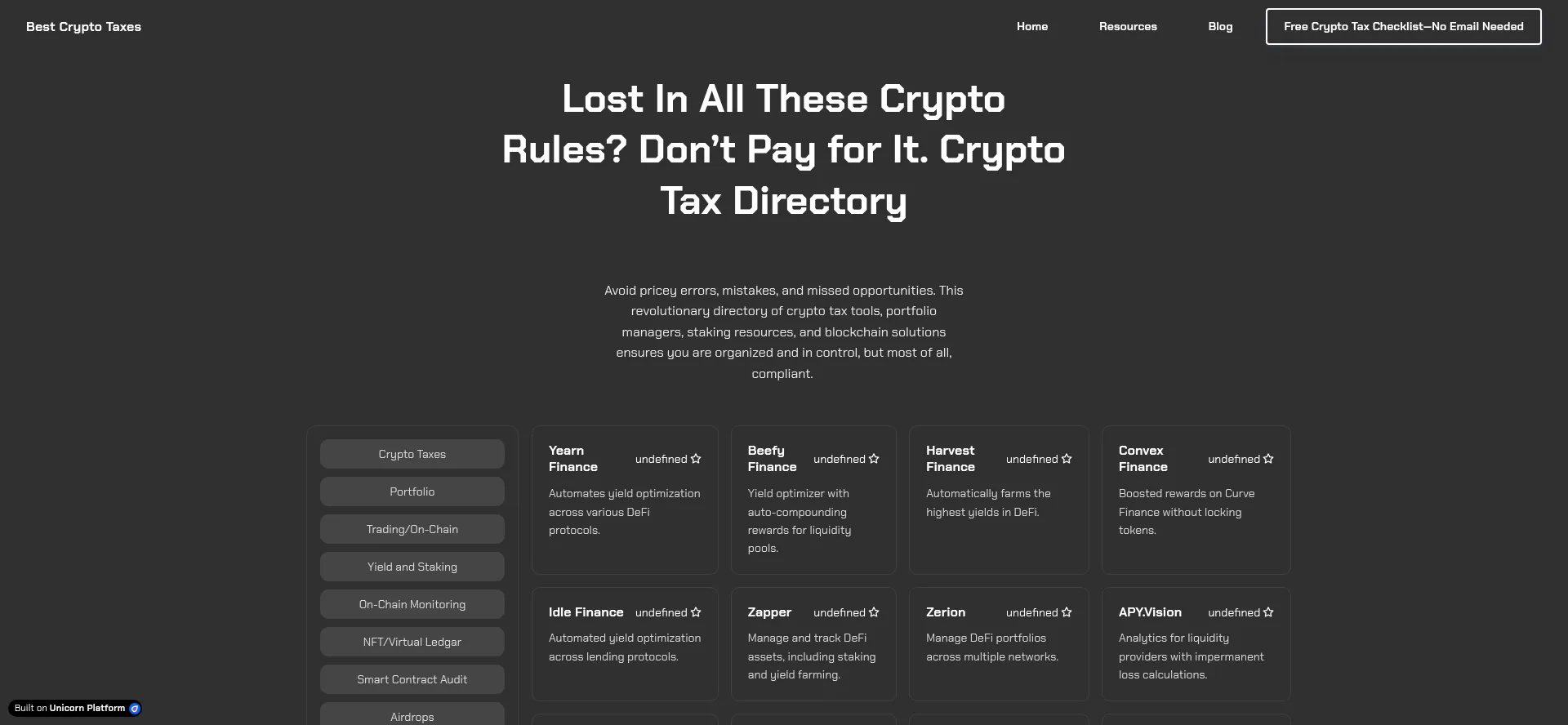 Website screenshot of Bestcryptotaxes.com