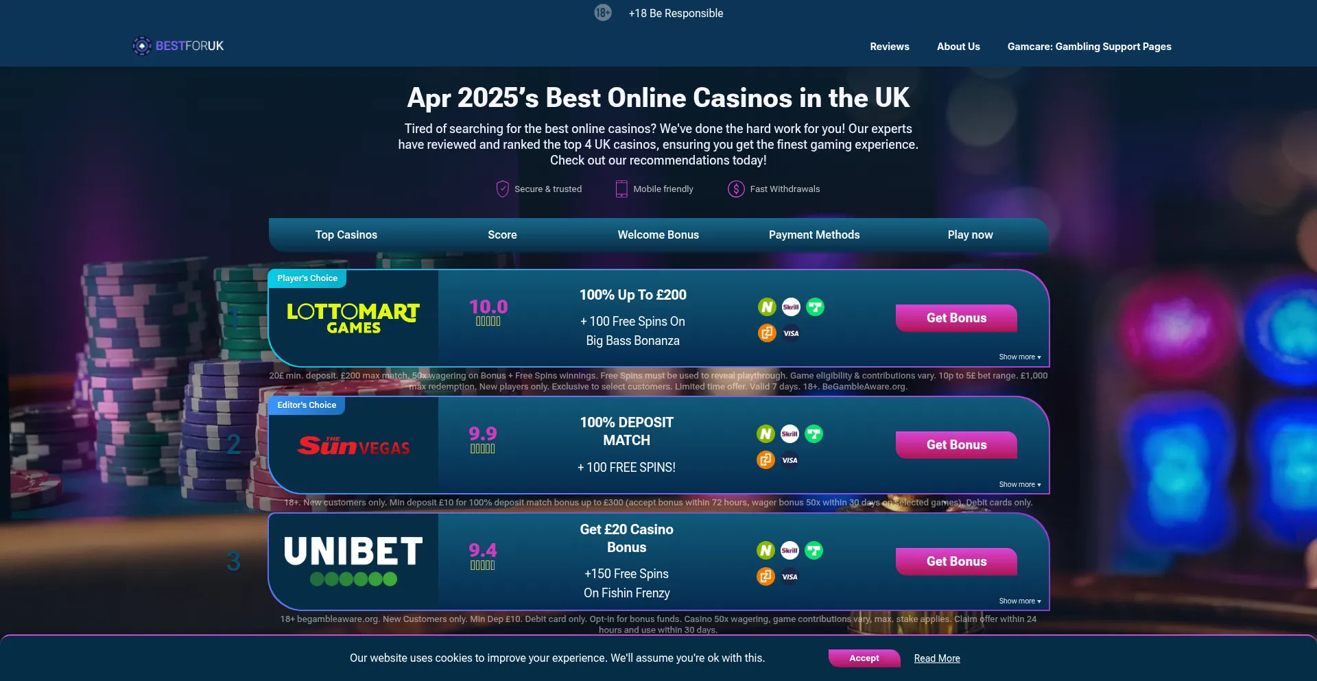 Website screenshot of Bestforuk.com