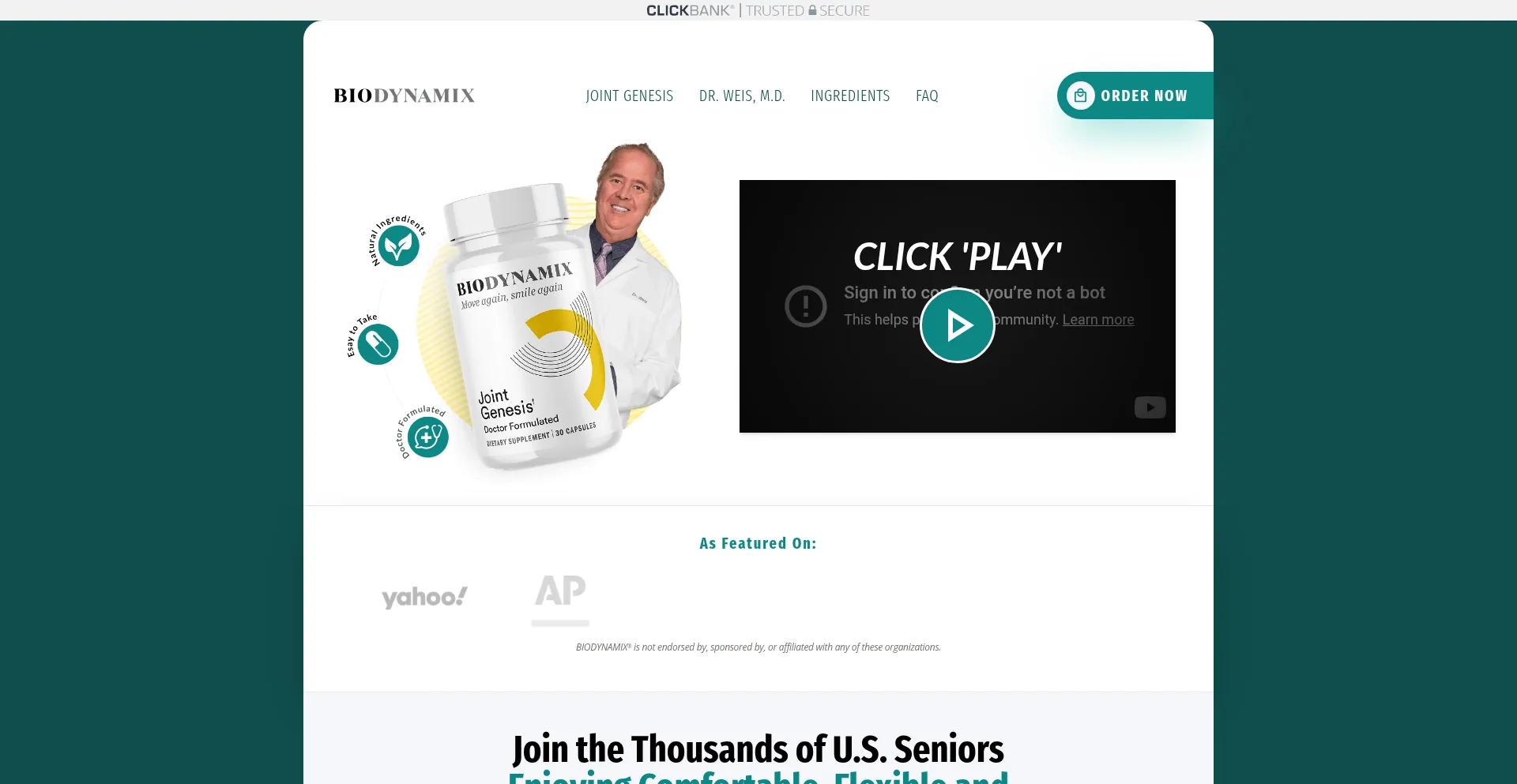 Website screenshot of Bestjointcare.com