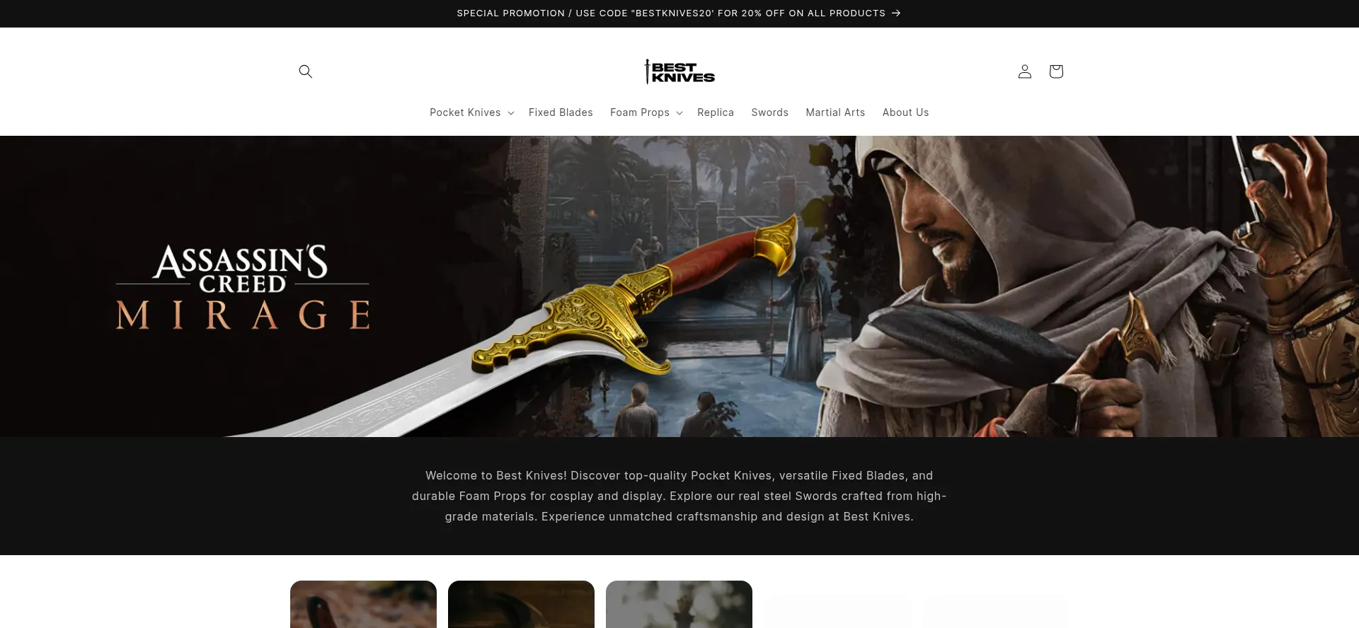 Website screenshot of Bestknivesbuy.com