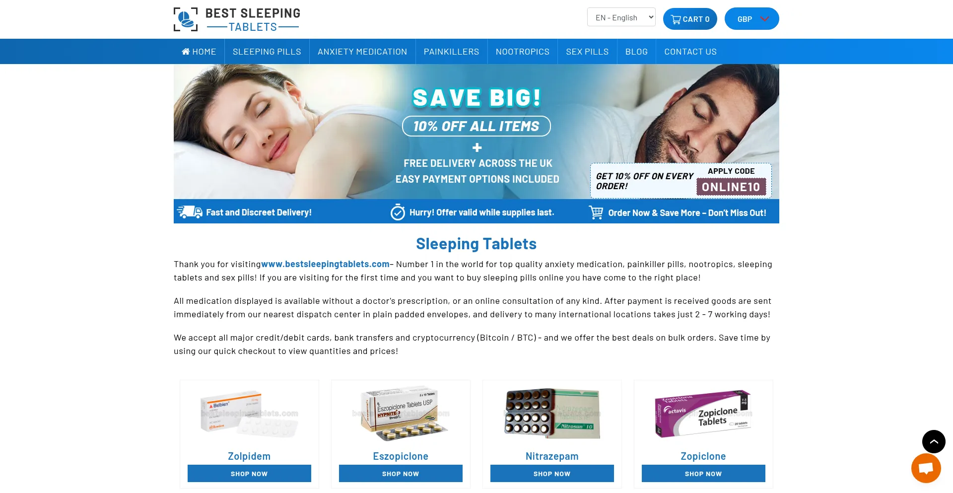 Bestsleepingtablets.com Screenshot