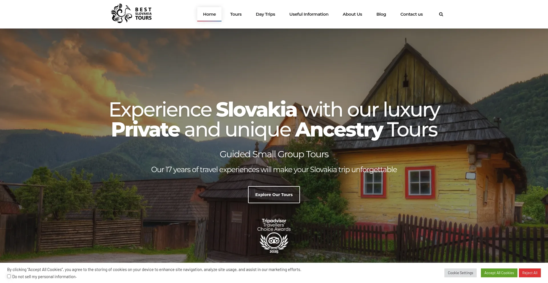 Website screenshot of Bestslovakiatours.com