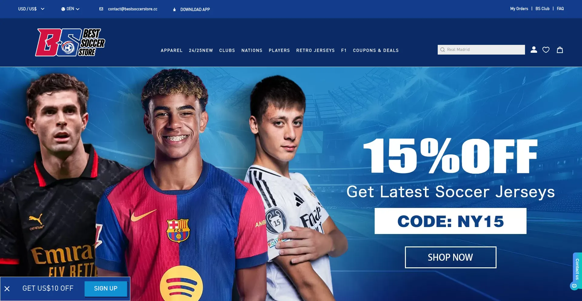 Website screenshot of Bestsoccerstore.cc