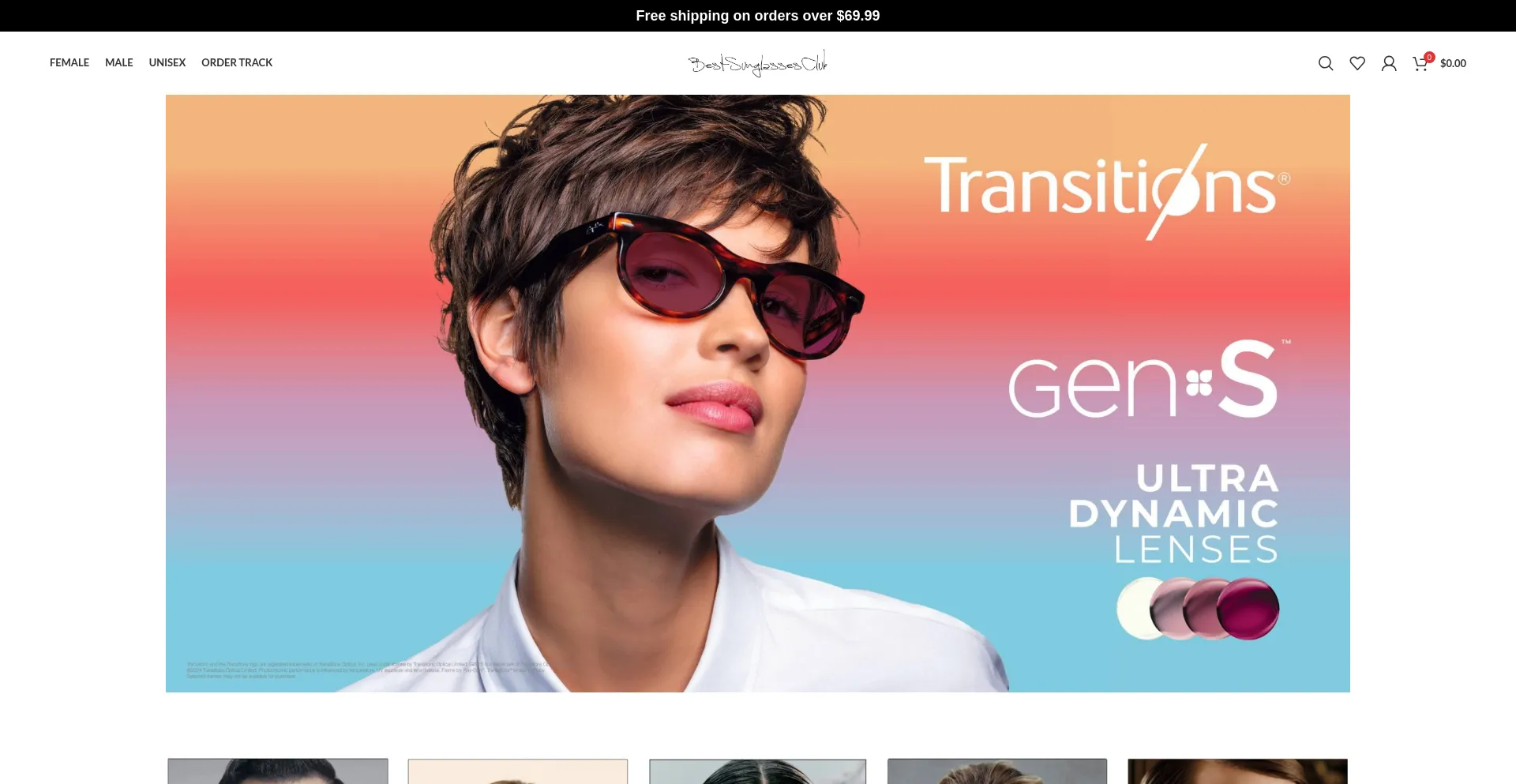 Website screenshot of Bestsunglassesclub.shop