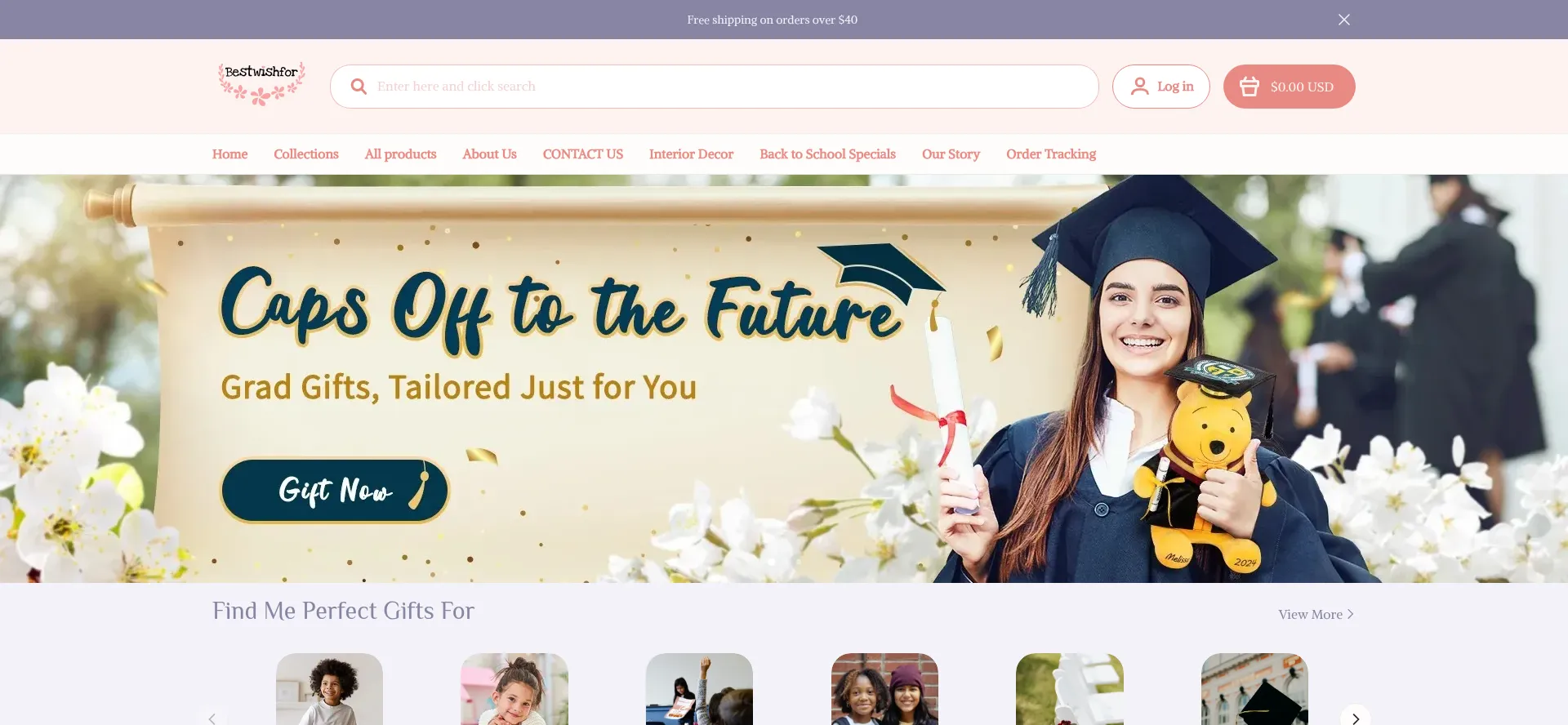 Website screenshot of Bestwishfor.com