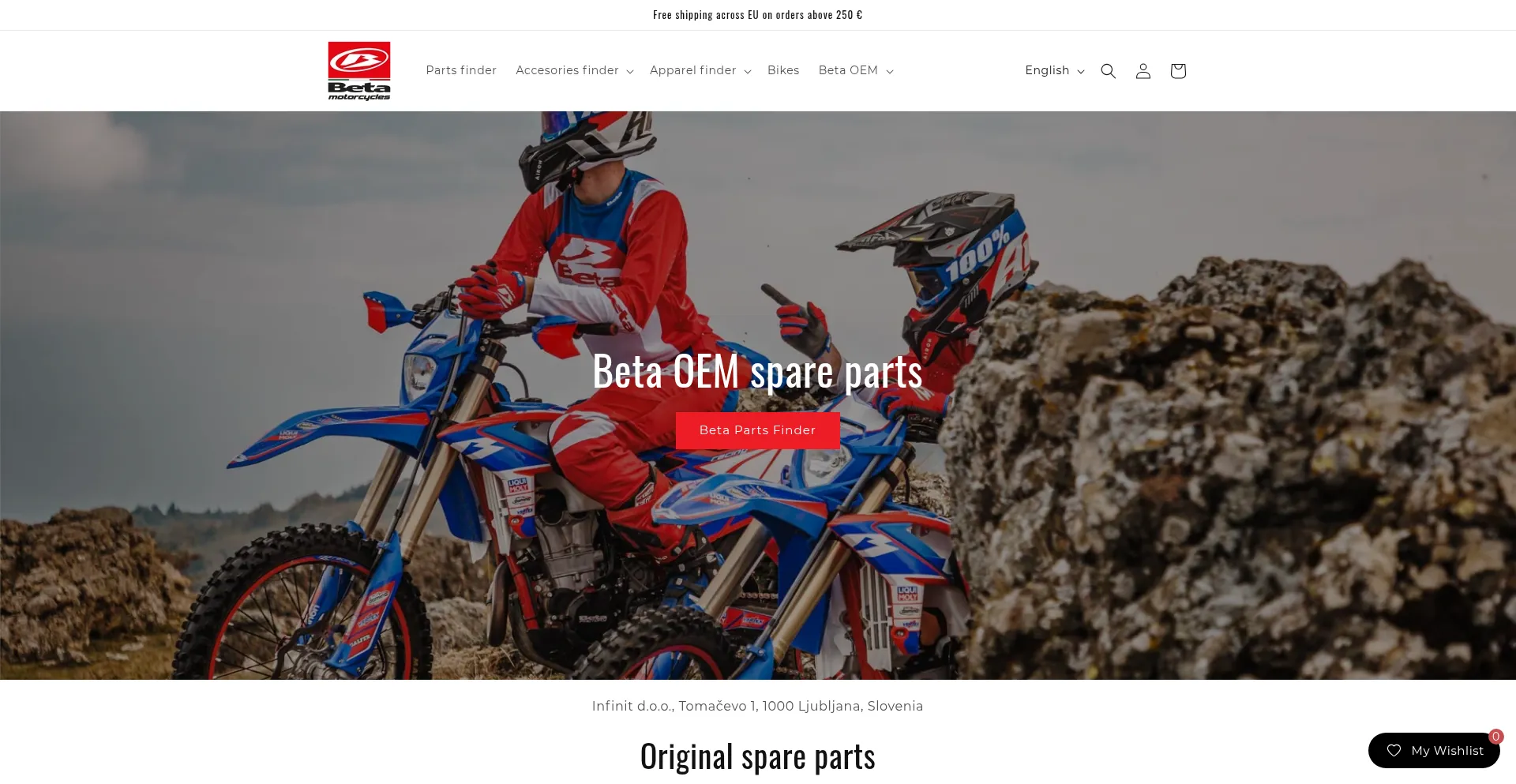 Website screenshot of Betamotor-parts.com