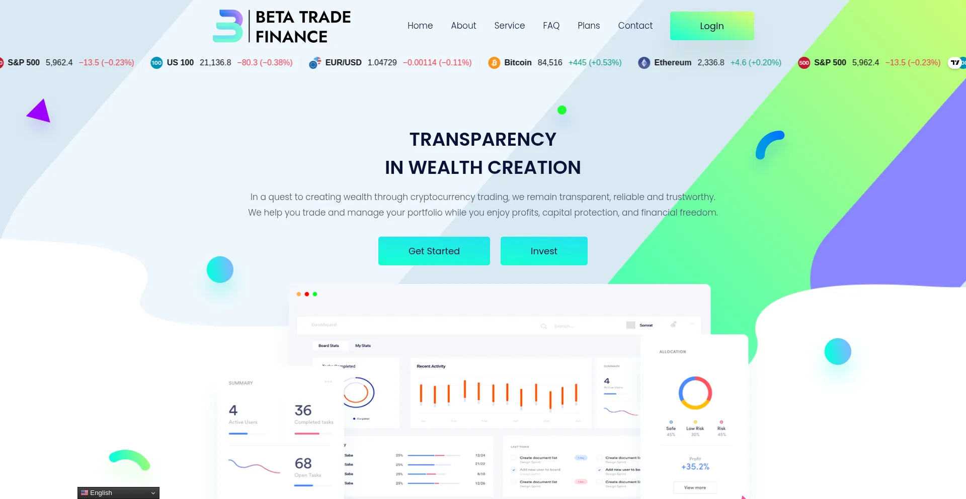 Website screenshot of Betatradefinance.com