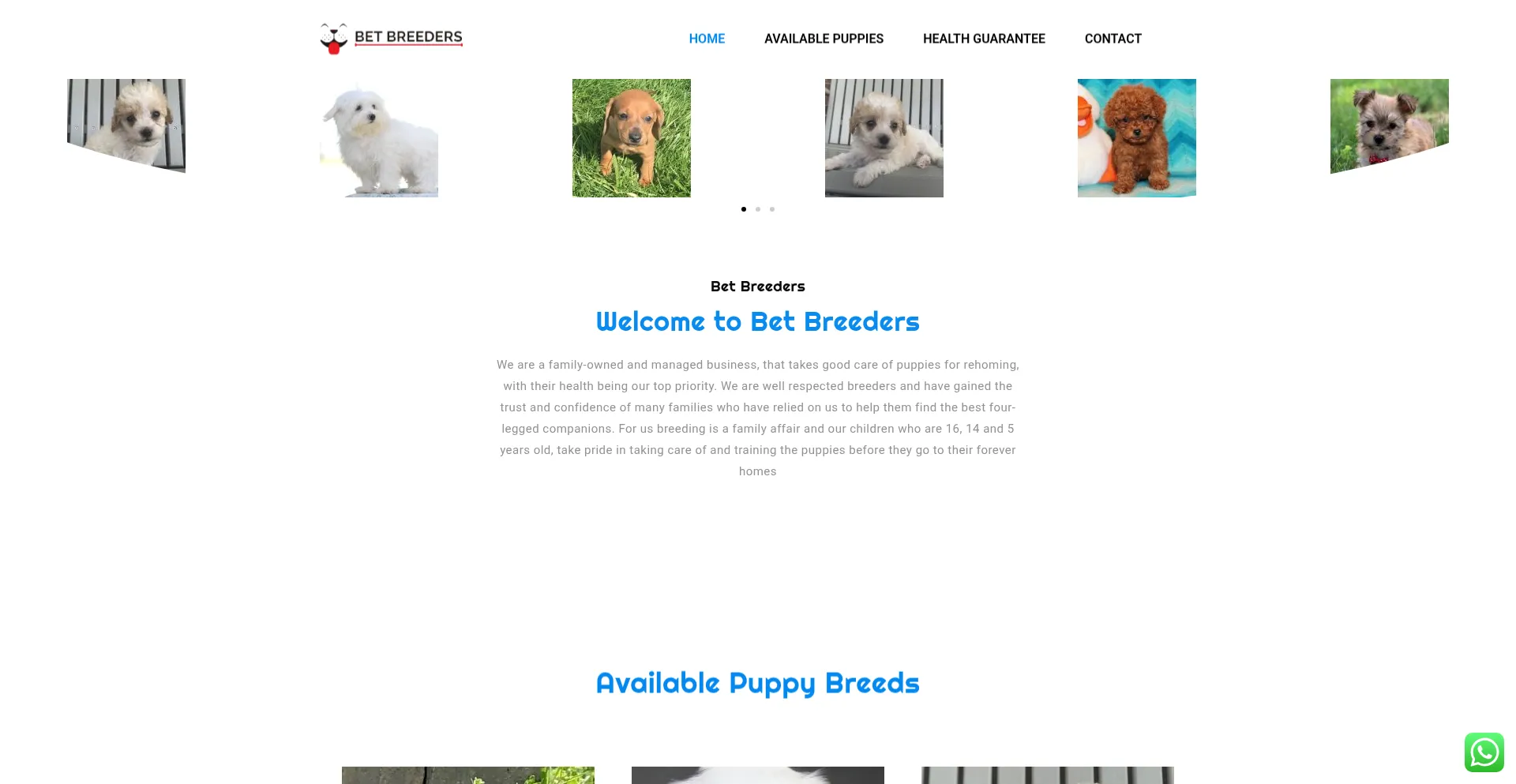 Website screenshot of Betbreeders.co.za