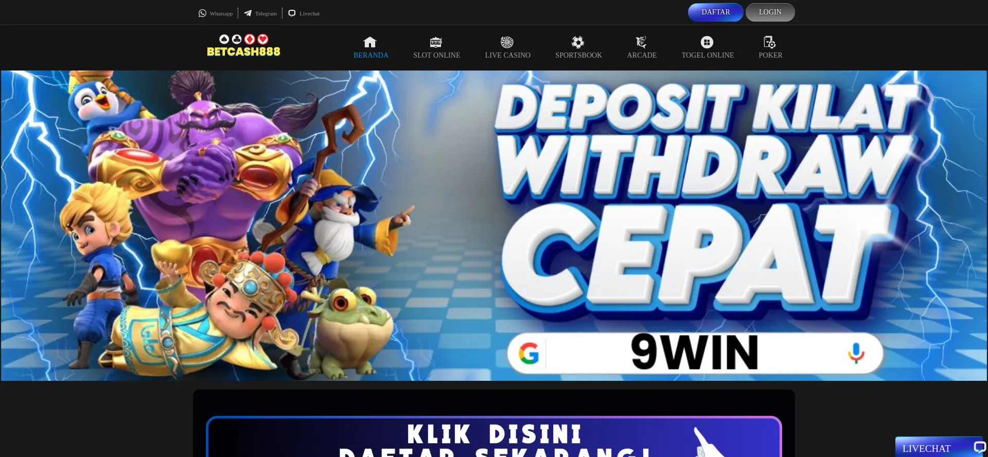 Website screenshot of Betcash888.pro